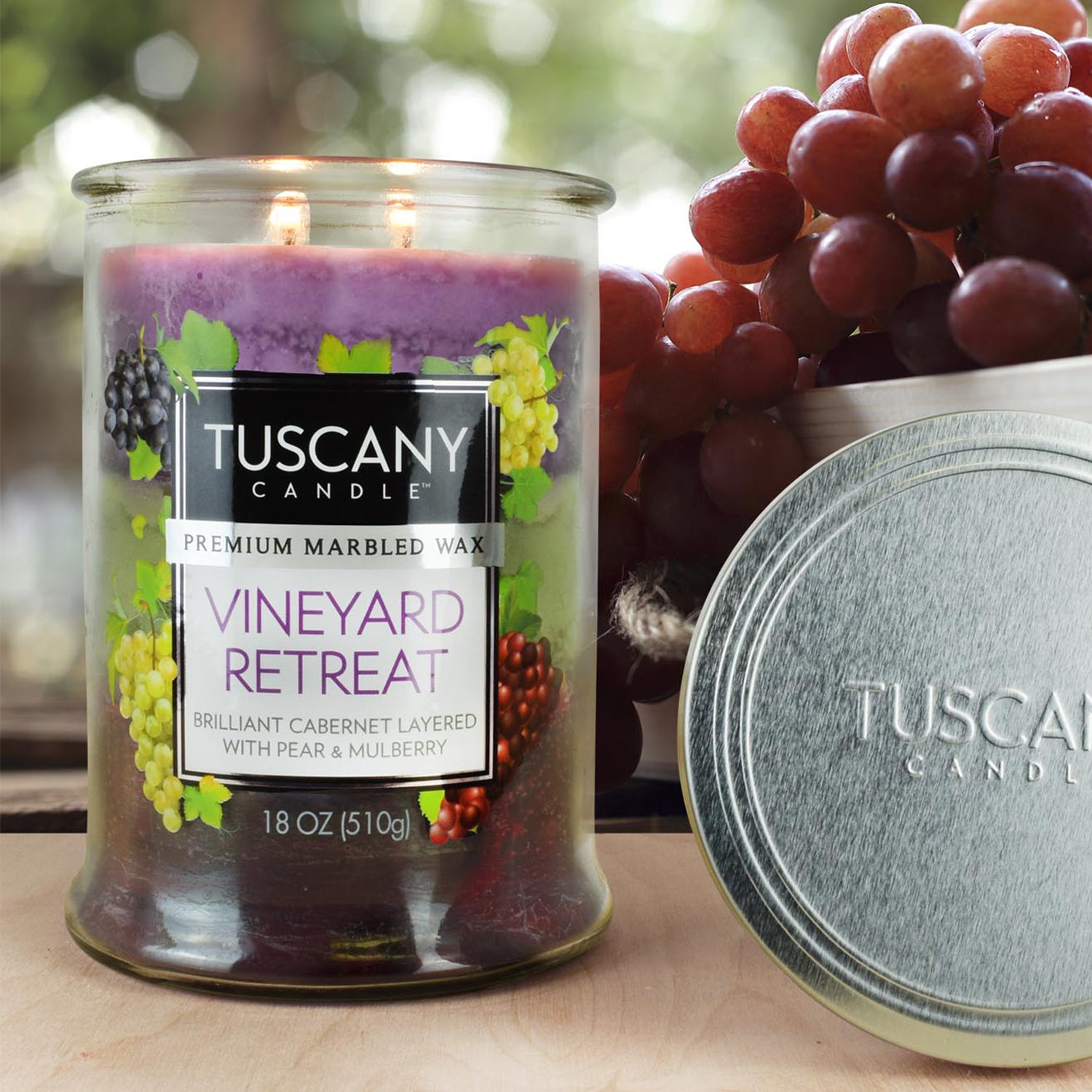 Tuscany Candle Vineyard Retreat Long-Lasting Scented Jar Candle (18 oz).