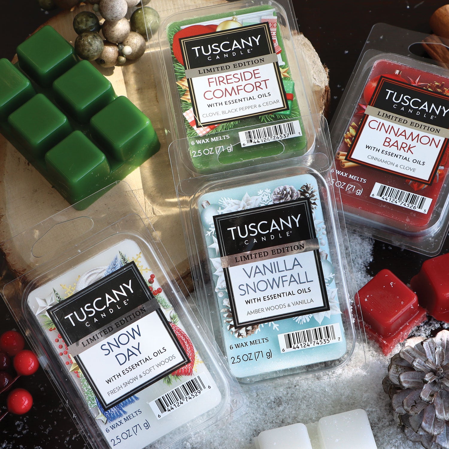 A collection of christmas and holiday wax melts