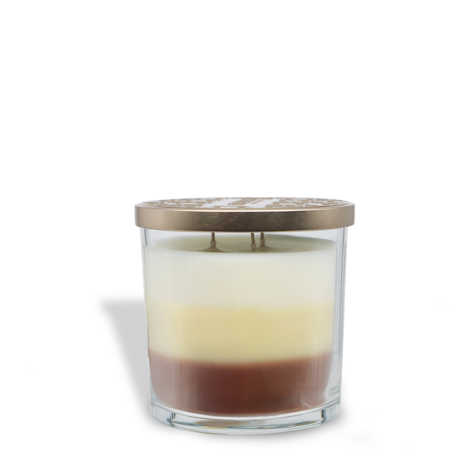 The Tuscany Candle® EVD Coconut Colada Long-Lasting Scented Jar Candle (14 oz) features triple-layered brown, yellow, and white wax, two wicks, and a metallic lid for an inviting, extended burn.