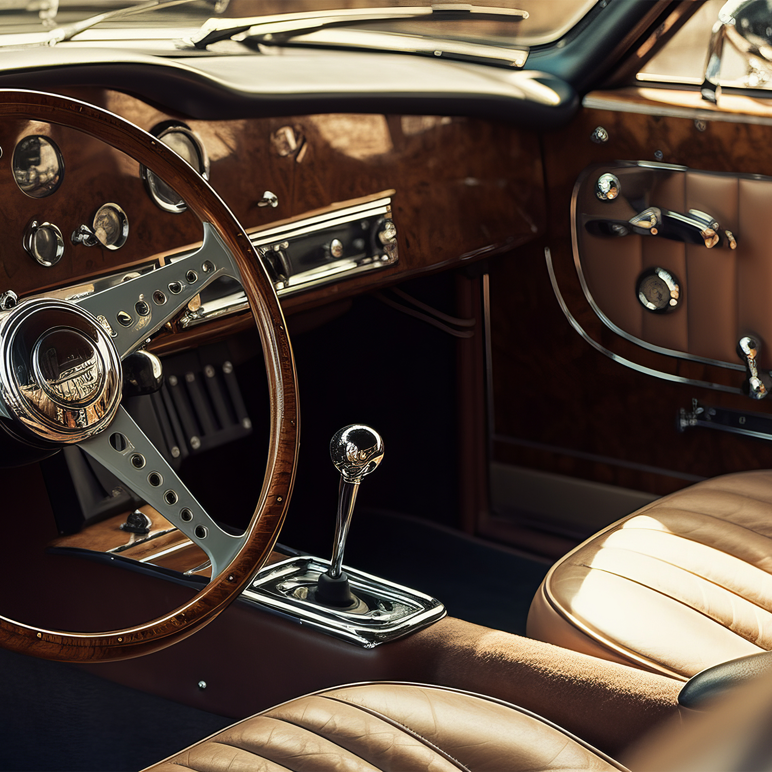 The steering wheel of a Classic Cars Scented Jar Candle (12 oz) from the Rugged Retreat Collection by Tuscany Candle SEASONAL is adorned with sunbaked leather, exuding a rich and nostalgic aroma of teakwood. Its captivating scent evokes memories of cruising down the open road.