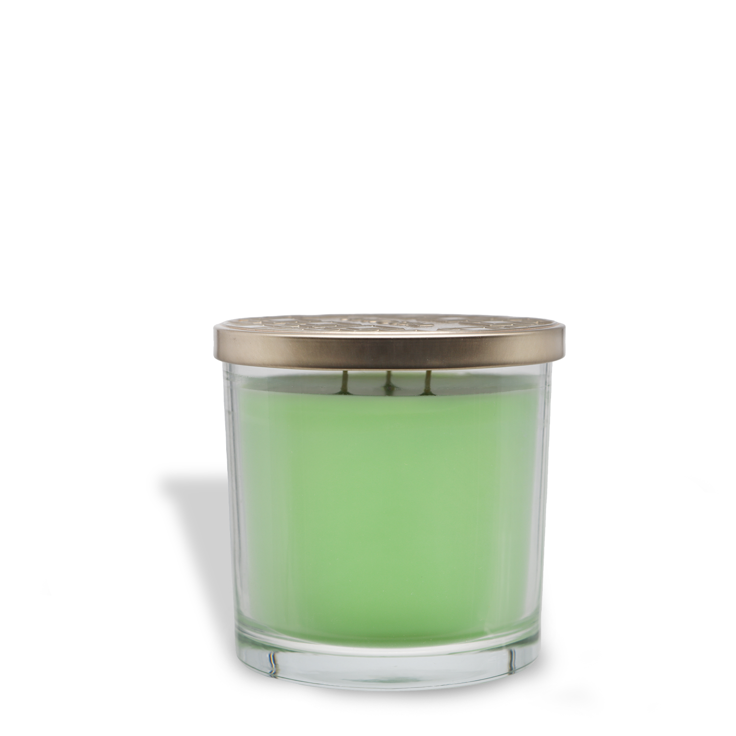 The Tuscany Candle® EVD Melon Spritzer Long-Lasting Scented Jar Candle (14 oz) features a green soy blend with three wicks in a clear glass jar, topped with a metallic lid and set against a white background.