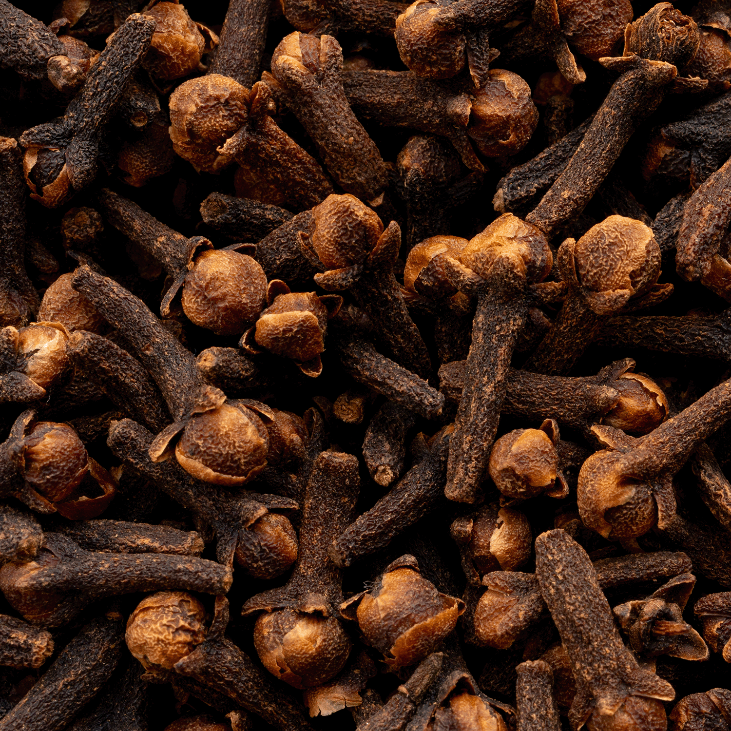 Close-up of dried whole cloves, highlighting their dark brown color—perfect for adding autumn fragrance or enhancing your Tuscany Candle® SEASONAL Orchard Apple: Sweet Apple & Clove Scented Fall Candle (18 oz) with soy wax blend.