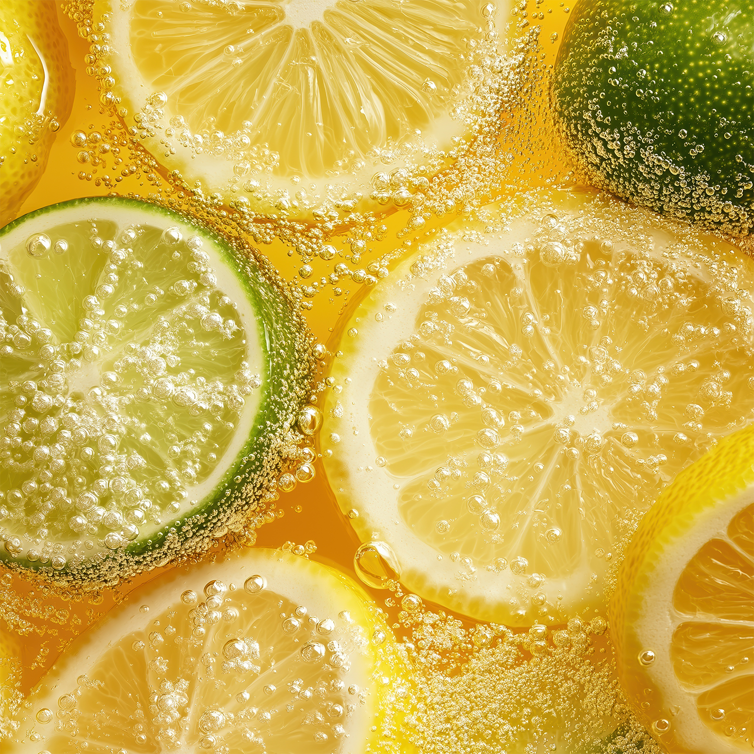 Slices of lemon and lime in a bubbly liquid evoke the refreshing aroma of the Tuscany Candle® SEASONAL Yuzu Melon: Sparkling Seltzer Scented Summer Candle (13 oz)—the perfect summer fragrance for your home.