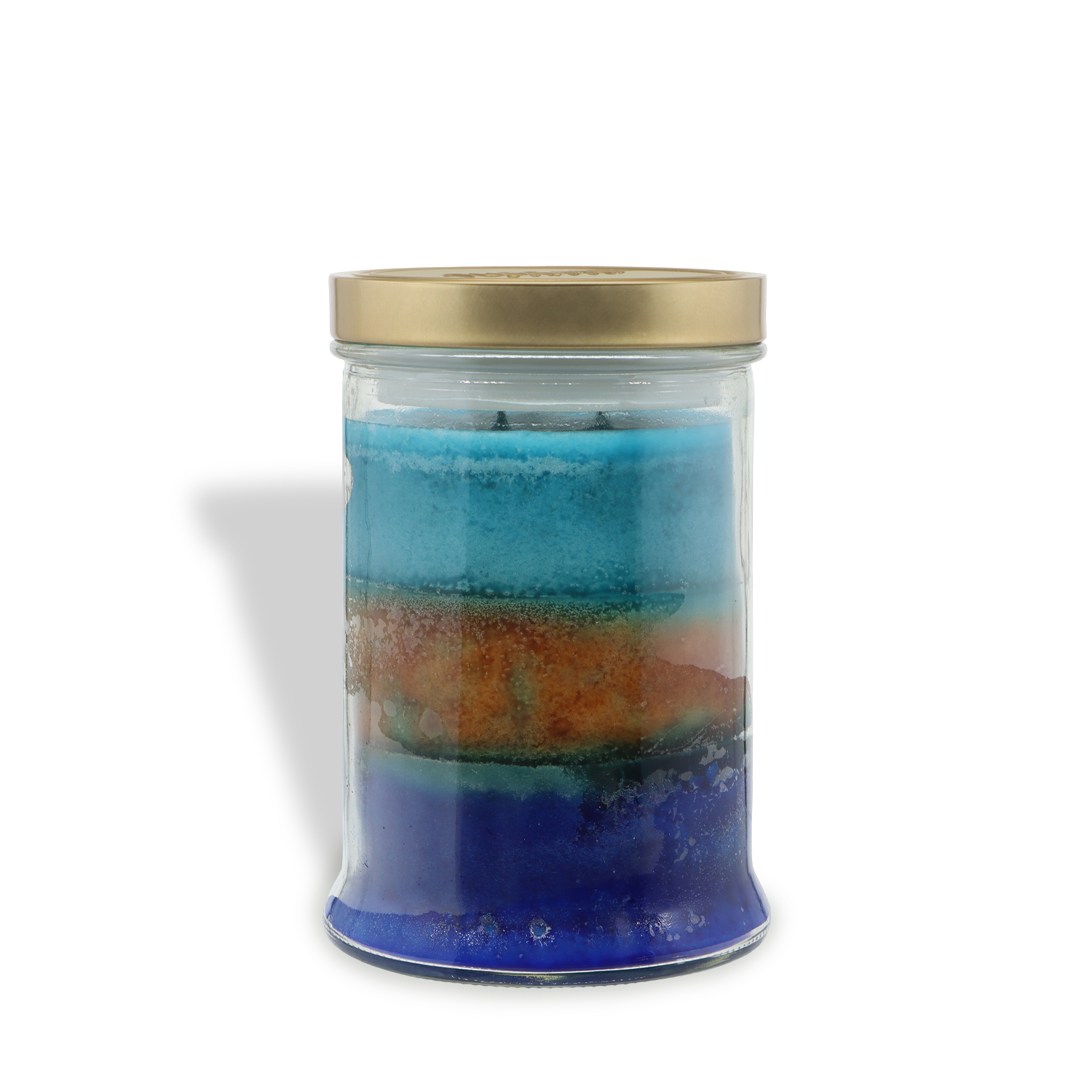 The Tuscany Candle® SEASONAL Blueberry Waffles: Whipped Butter & Maple Scented Fall Candle (18 oz) features blue and orange layers in a glass jar with a gold lid.
