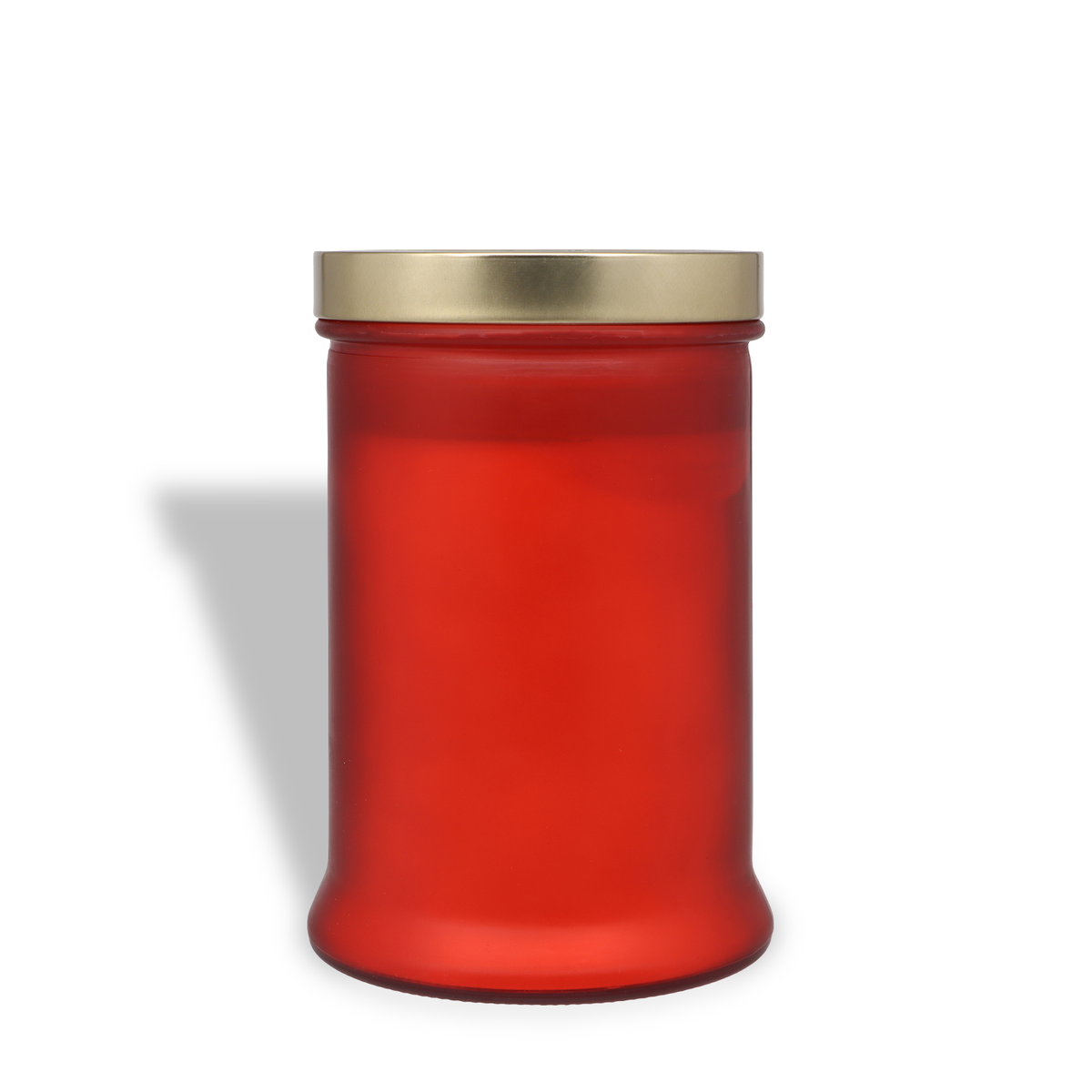 Red Merry & Bright: Spiced Apple Spritzer Scented Holiday Candle (18 oz) in a glass jar with a gold lid.