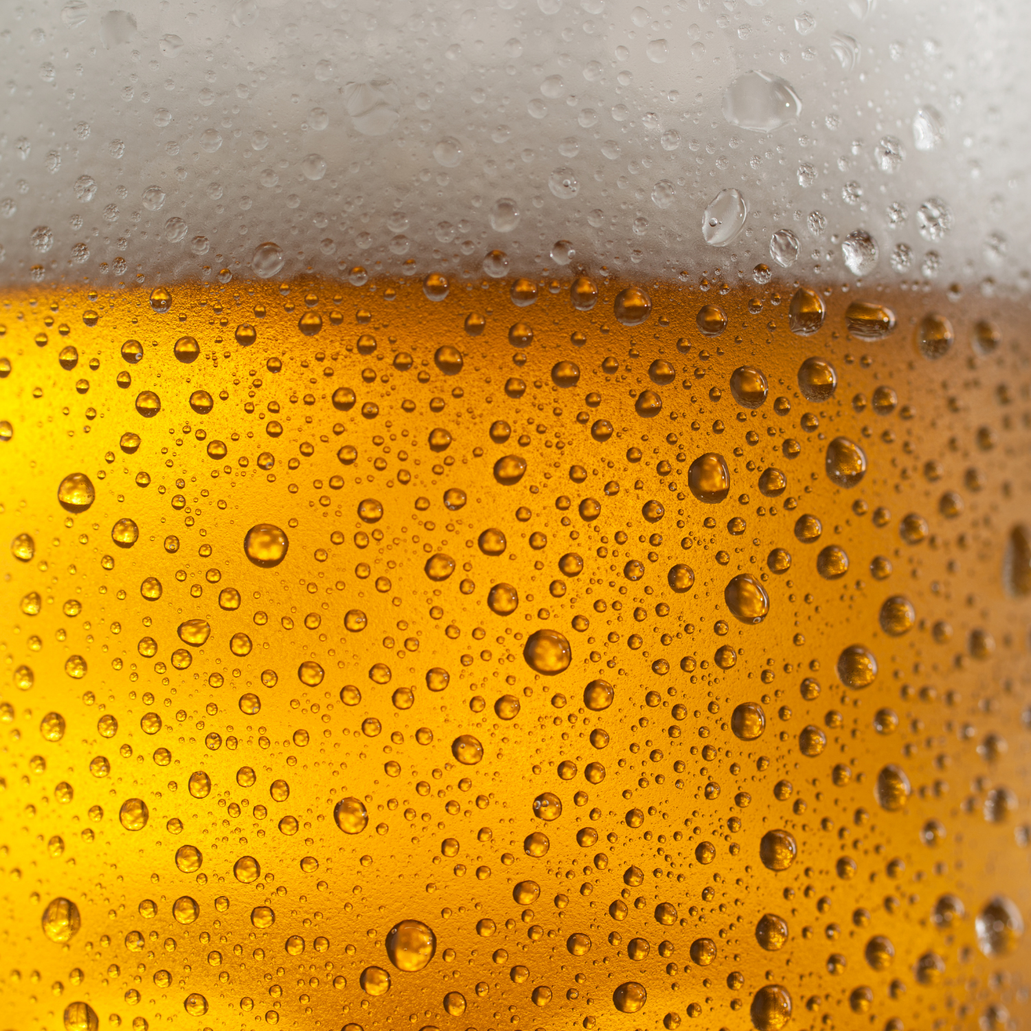 Close-up of a glass of beer with condensation and foam, perfect for enjoying alongside your Tailgate Scented Football KC Heart Candle (13 oz) – a Tuscany Candle x Charlie Hustle collaboration.