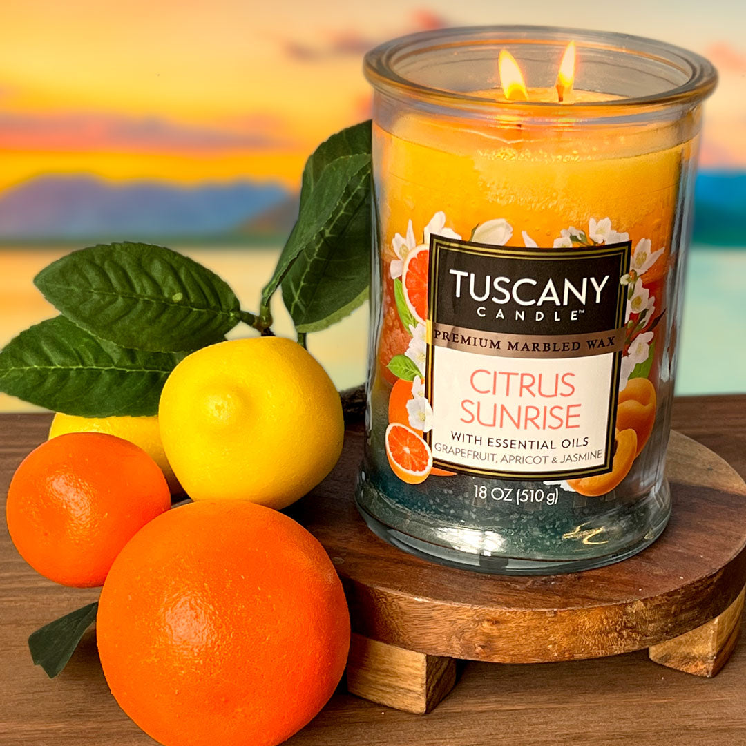 Tuscany Candle's Citrus Sunrise Long-Lasting Scented Jar Candle (18 oz).