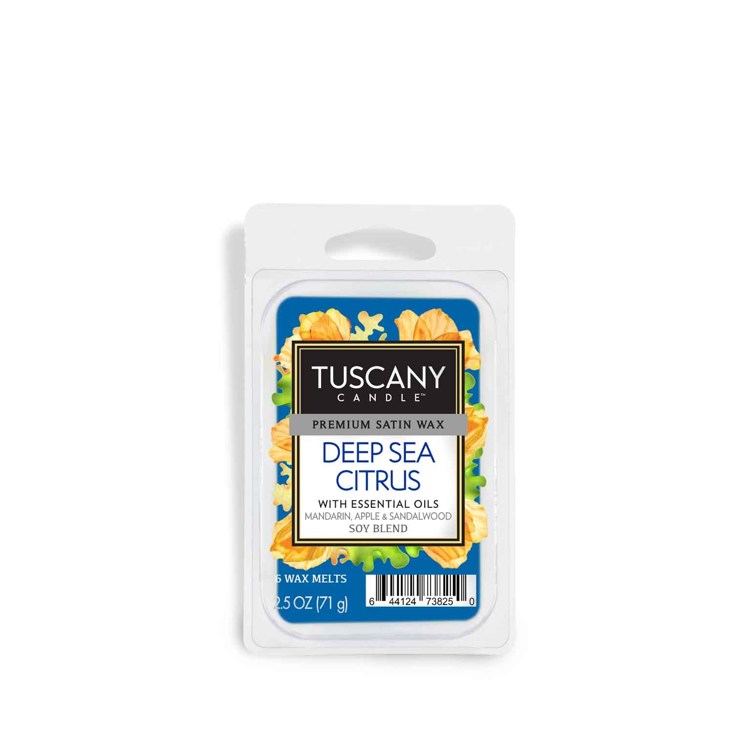 Tuscany Candle Deep Sea Citrus Scented Wax Melt (2.5 oz): This fragrance note-filled wax bar is perfect for creating a soothing atmosphere in your home. With its invigorating blend of deep sea citrus, this