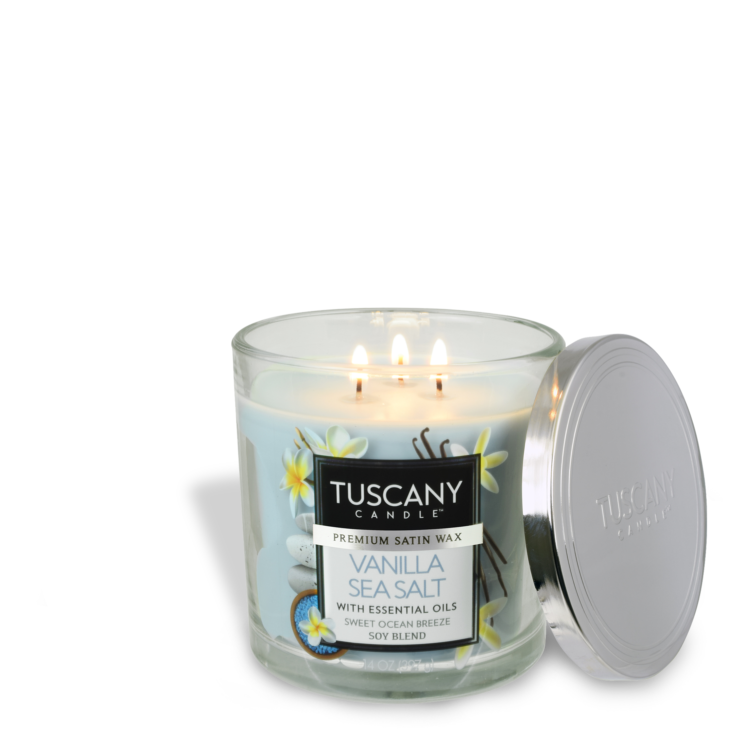 Scented with Vanilla Sea Salt fragrance and made with essential oils for a clean burn by Tuscany Candle® EVD.