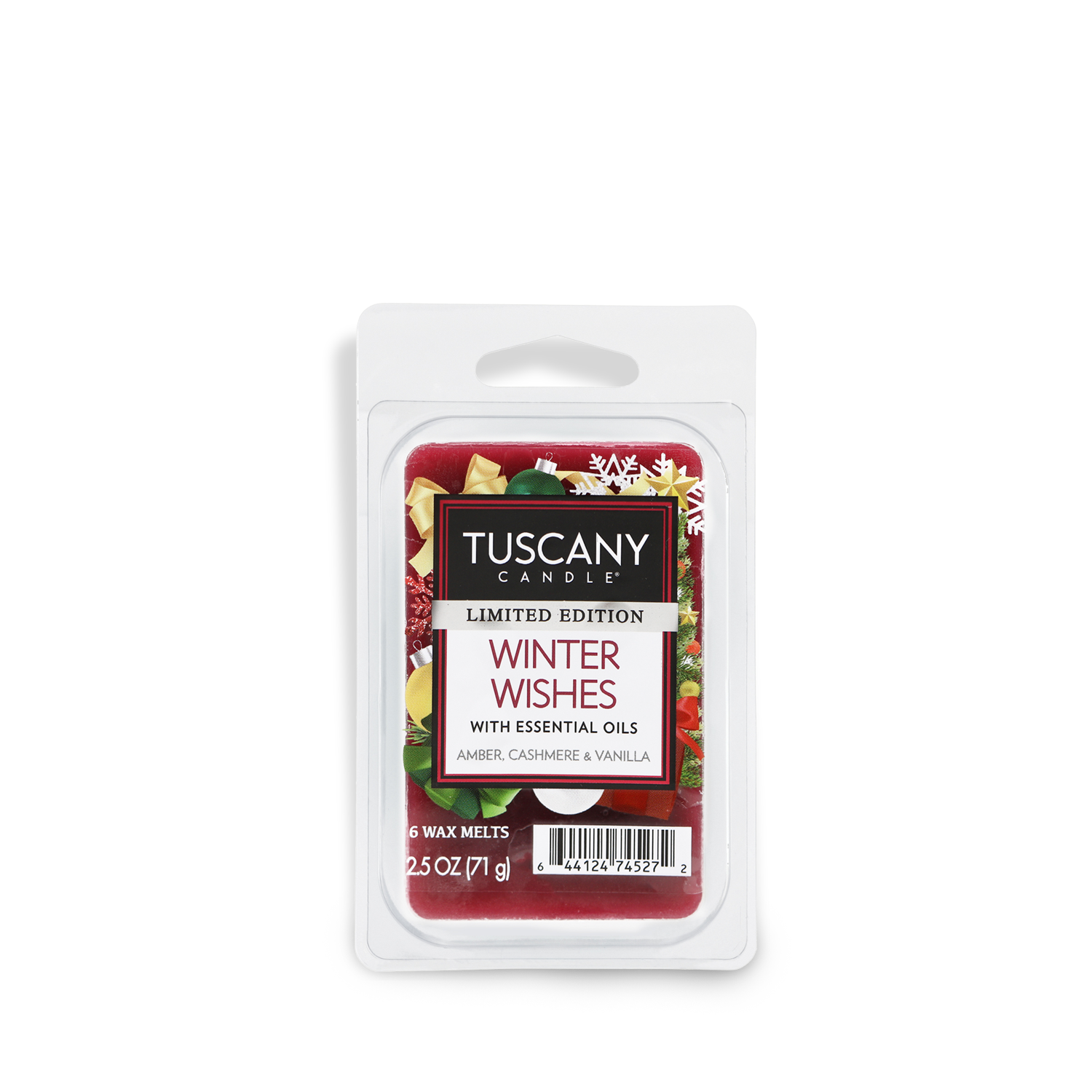 A photo of Winter Wishes, a holiday wax melt tart bar from Tuscany Candle