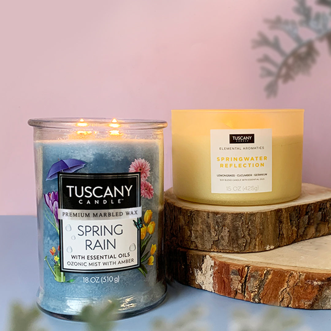 Freshscented and aromatherapy candles are shown in a still life