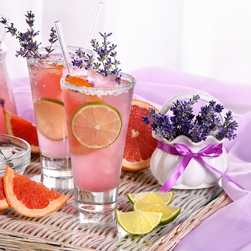 Elegant Winter Wellness candle, Lavender Springs, emanating the refreshing scents of grapefruit and lavender from its white wax, encased in a beautifully crafted matte-finish jar.