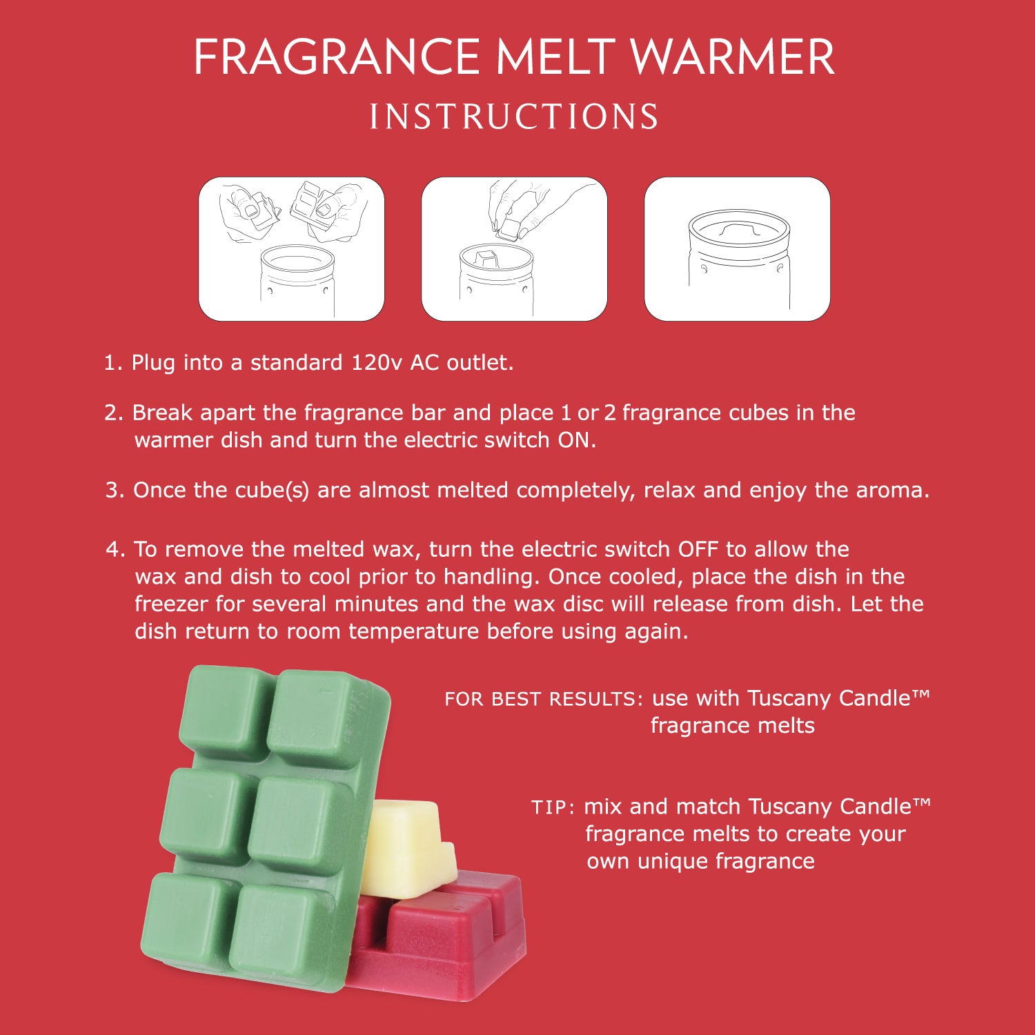 Tuscany Candle® SEASONAL Mosaic Tree Wax Melt Warmer instructions.