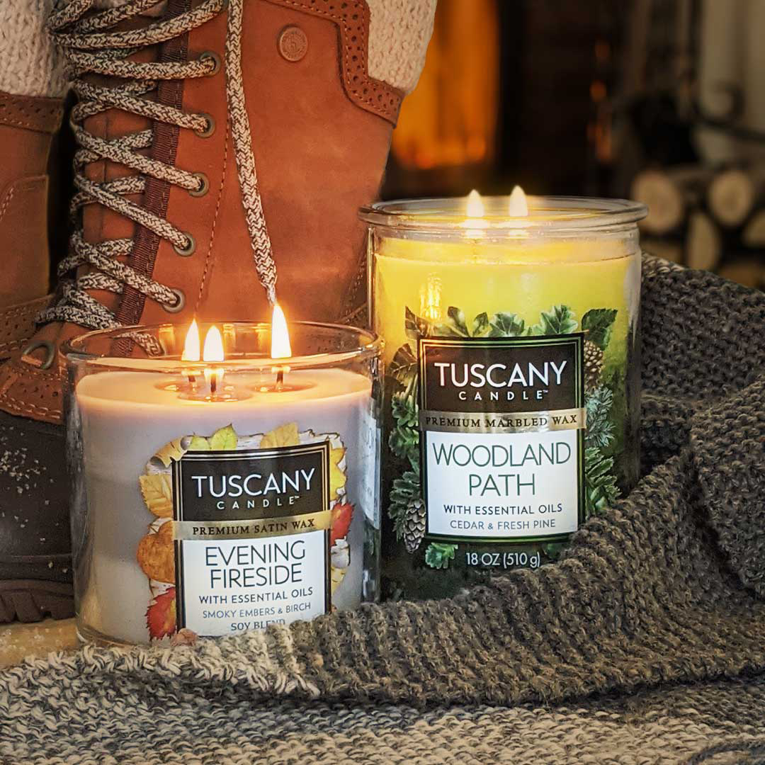 The Evening Fireside Long-Lasting Scented Jar Candle (14 oz) by Tuscany Candle is known for its triple-poured quality and woodsy fragrance. Each Evening Fireside scented candle captures the essence of Tuscany, creating a truly immersive and captivating experience for any space.