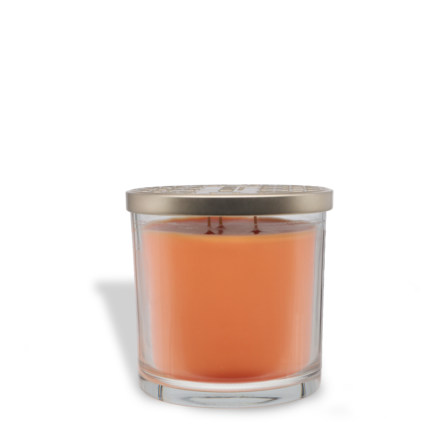 The Tuscany Candle® EVD Island Nectar Long-Lasting Scented Jar Candle (14 oz) features orange wax, a metallic lid, and two wicks—delivering a tropical aroma that brings an island vibe to your space.