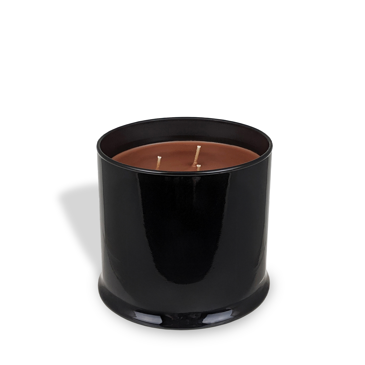 The Tuscany Candle® EVD Smoked Sandalwood Scented Jar Candle (15 oz) from the Homme + Heritage Collection features brown wax, two wicks, and a black glass jar—delivering a bold masculine scent and long-lasting fragrance.