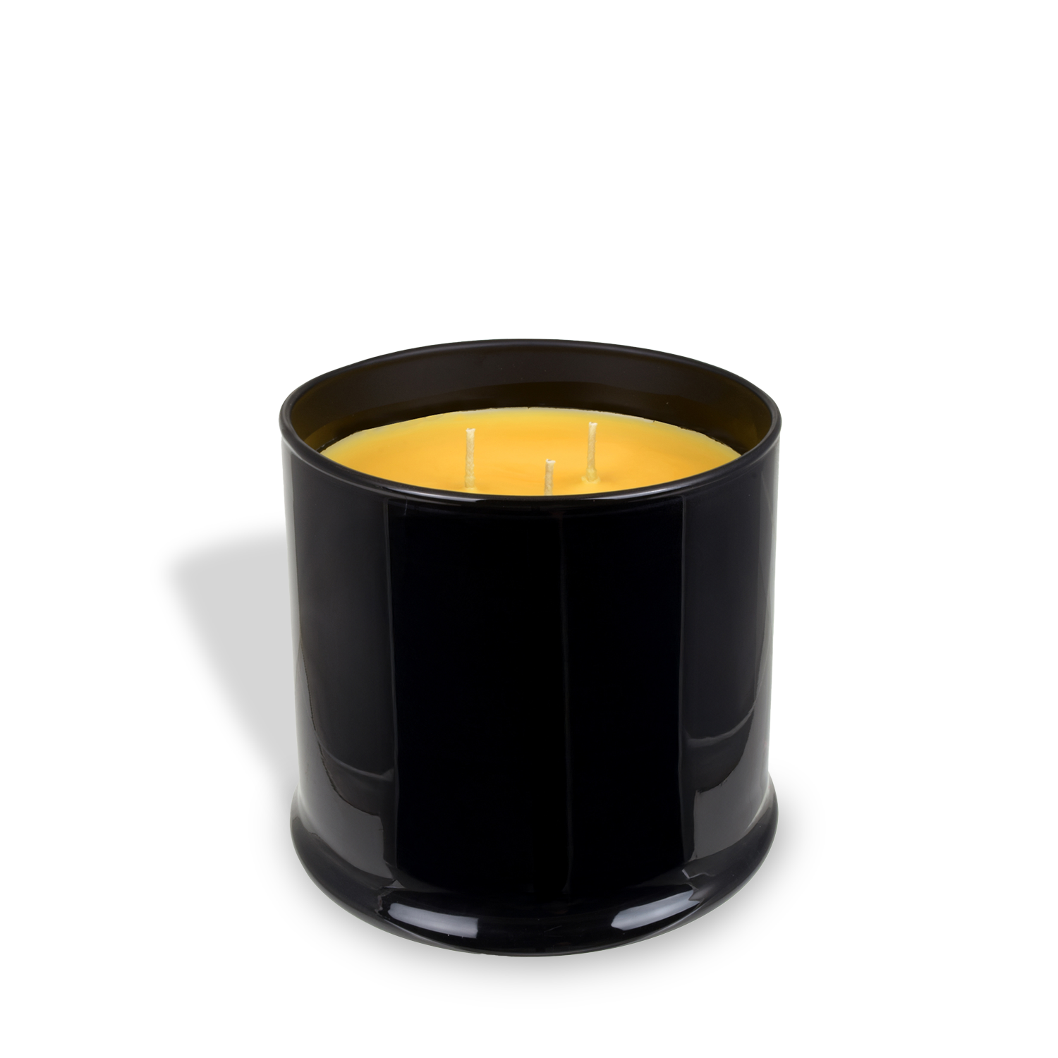 The Tuscany Candle® EVD Bronzed Fireside Scented Jar Candle (15 oz) from the Homme + Heritage Collection features a yellow, three-wick candle in a black glass jar, photographed on a white background with a soft shadow.