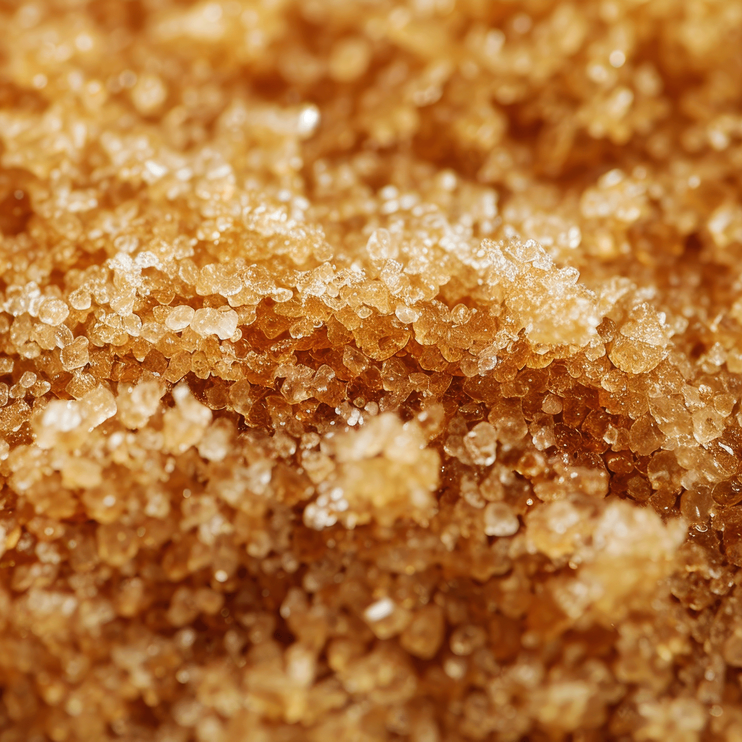 Close-up of granulated brown sugar, showcasing its crystalline texture and caramel color, reminiscent of the rich essence found in a Tuscany Candle® SEASONAL Sweet & Spooky Long-Lasting Scented Jar Candle (18 oz).