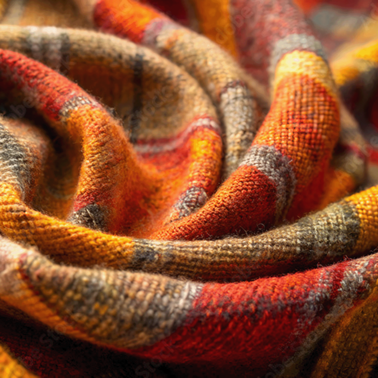 Close-up of the Vampire Venom Long-Lasting Scented Jar Candle (18 oz) by Tuscany Candle® SEASONAL, revealing a multi-colored wax surface with orange, red, yellow, and gray hues. The candle features a soft texture and intricate patterns reminiscent of spiced rose petals.