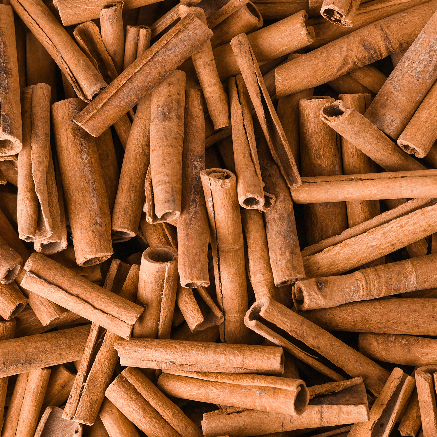 A close-up of cinnamon sticks stacked together, highlighting their rough texture—perfect for crafting Tuscany Candle® SEASONAL's Simply Fall: Spiced Pumpkin & Cheesecake Scented Fall Candle (14 oz) from the Simply Fall Collection.