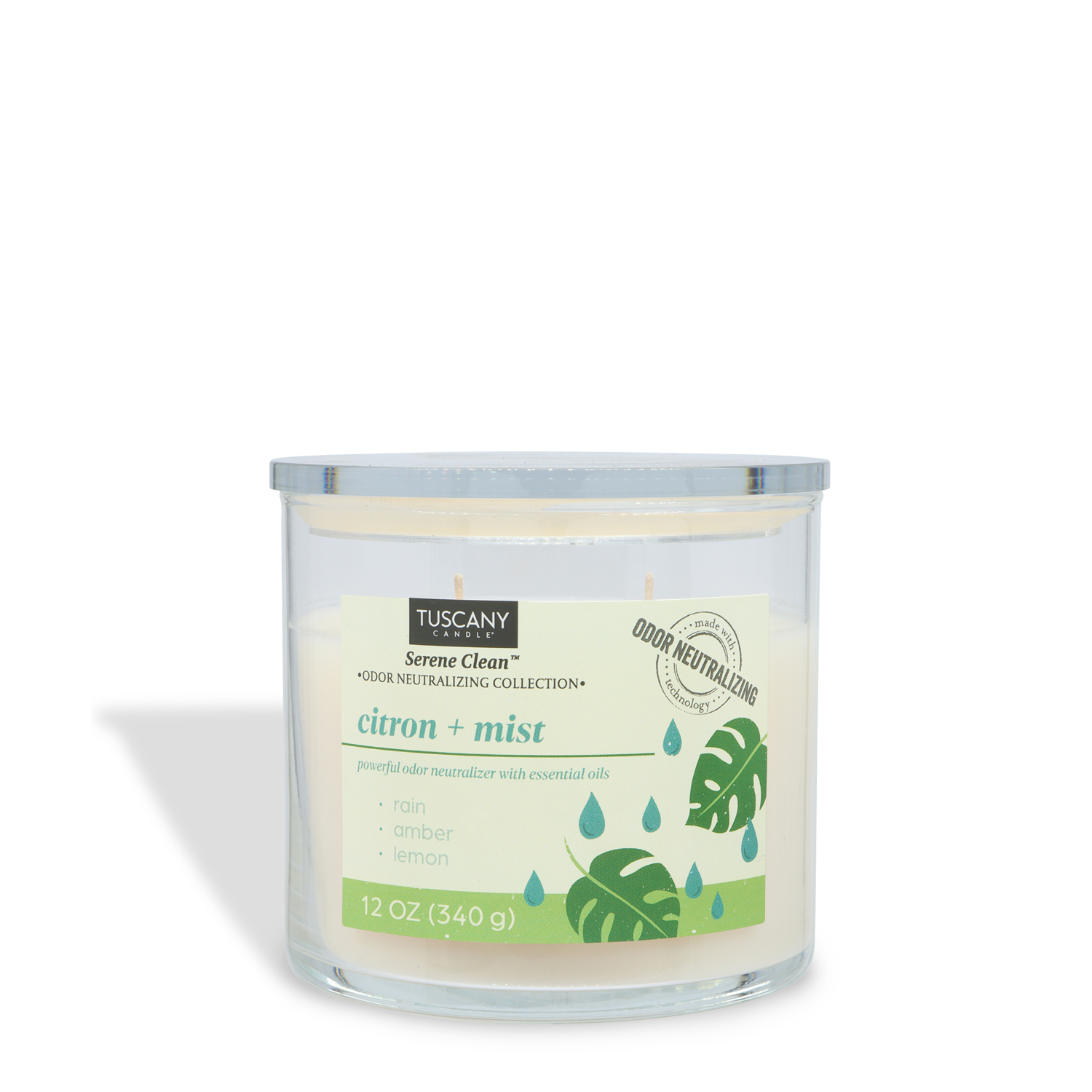 The Tuscany Candle® Everyday Citron + Mist Scented Odor Neutralizing Candle (12 oz), from the Serene Clean Collection, offers an invigorating citrus scent and essential oils to neutralize odors.