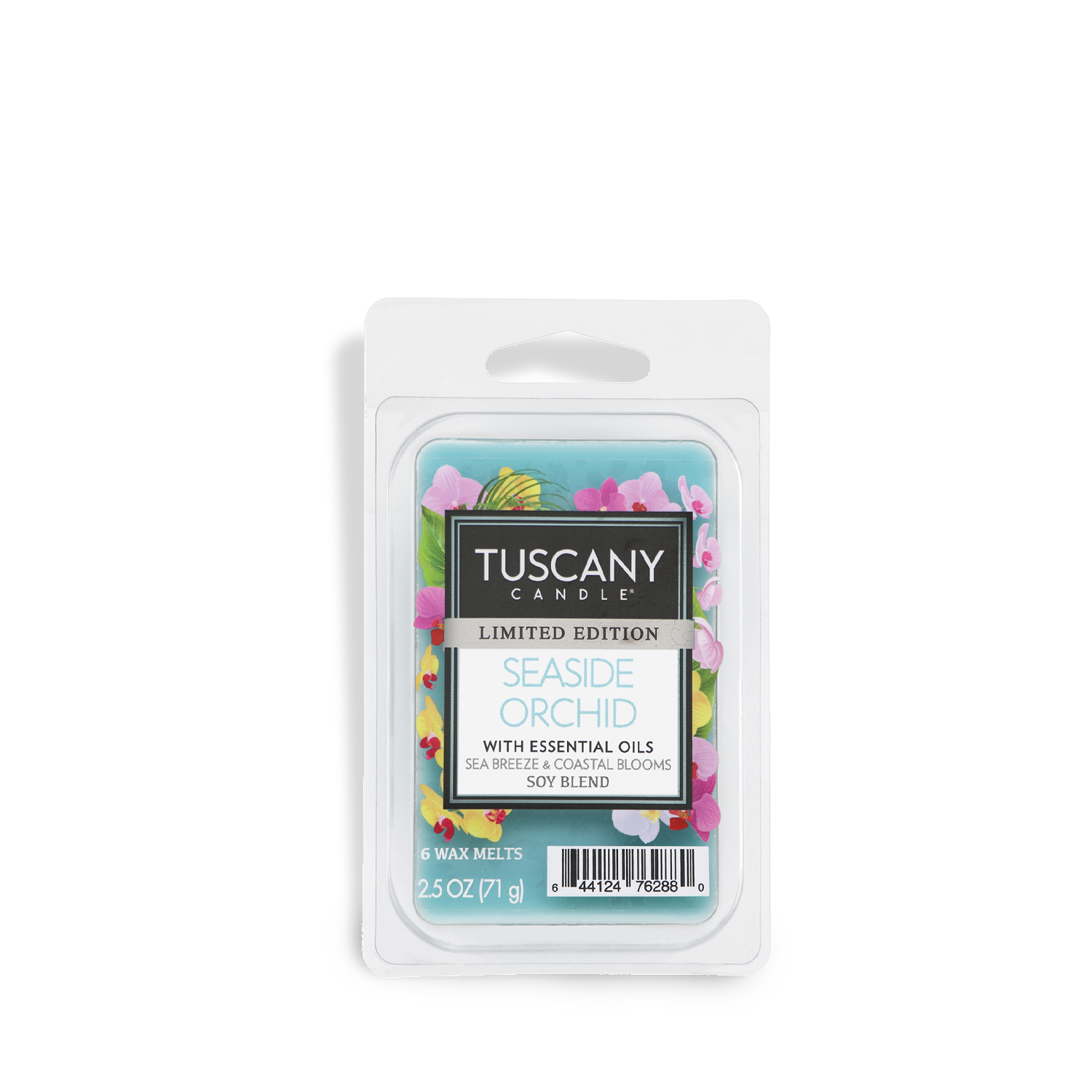 Tuscany Candle® SEASONAL Seaside Orchid: Sea Breeze & Coastal Blooms Scented Spring Wax Melt (2.5 oz) offers a limited edition coastal floral fragrance in plastic packaging—perfect for a fresh, beach-inspired home aroma.