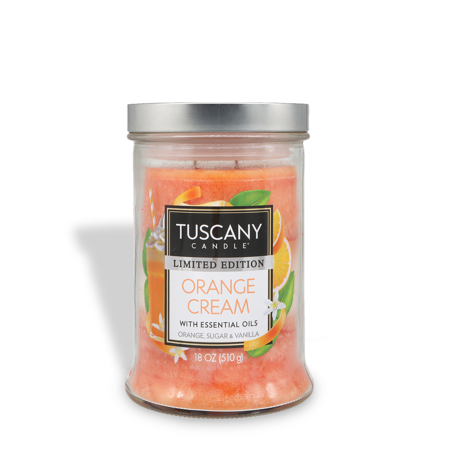 Tuscany Candle® SEASONAL Orange Cream: Orange & Vanilla Scented Spring Candle (18 oz) is a limited-edition glass jar candle with essential oils, offering a long-lasting orange cream fragrance.