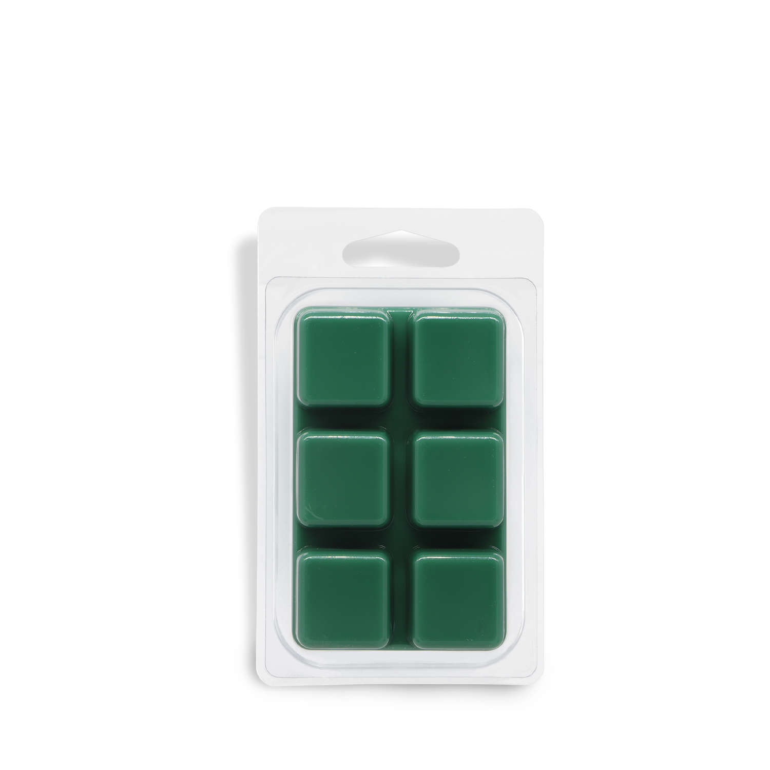 A plastic clamshell package from Tuscany Candle® SEASONAL containing six green Phantom Smoke: Eucalyptus & Vanilla Scented Halloween Wax Melt cubes (2.5 oz), arranged in two rows of three.
