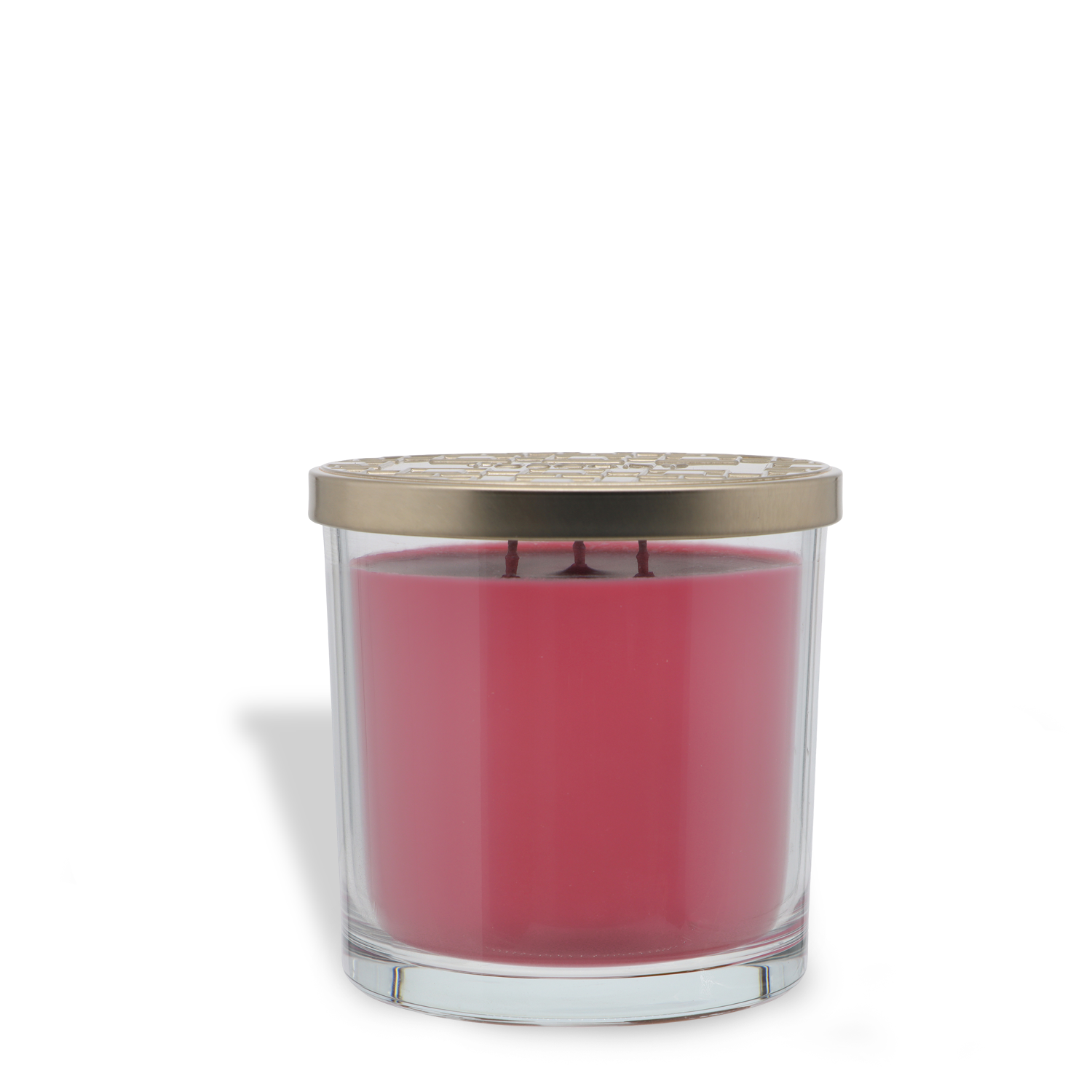 Witching Hour: Patchouli & Oud Scented Halloween Candle (14 oz) by Tuscany Candle® SEASONAL, featuring red wax in a clear glass container with a metallic lid, displayed against a plain white background.