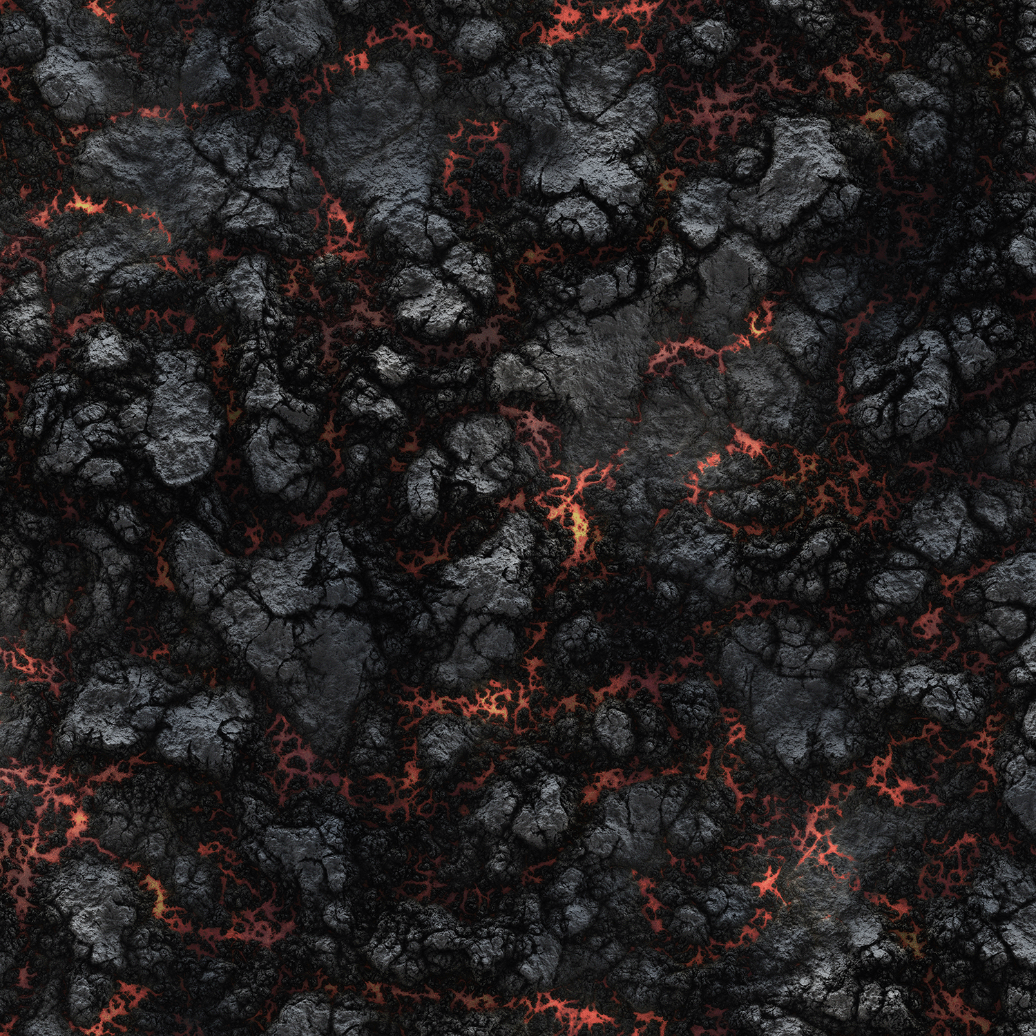 A rugged, molten surface inspired by dark volcanic rock and glowing orange-red lava fissures captures the ambiance of the Spooky Vibes: Bonfire Skeletons Scented Halloween Candle (14 oz) by Tuscany Candle® SEASONAL.