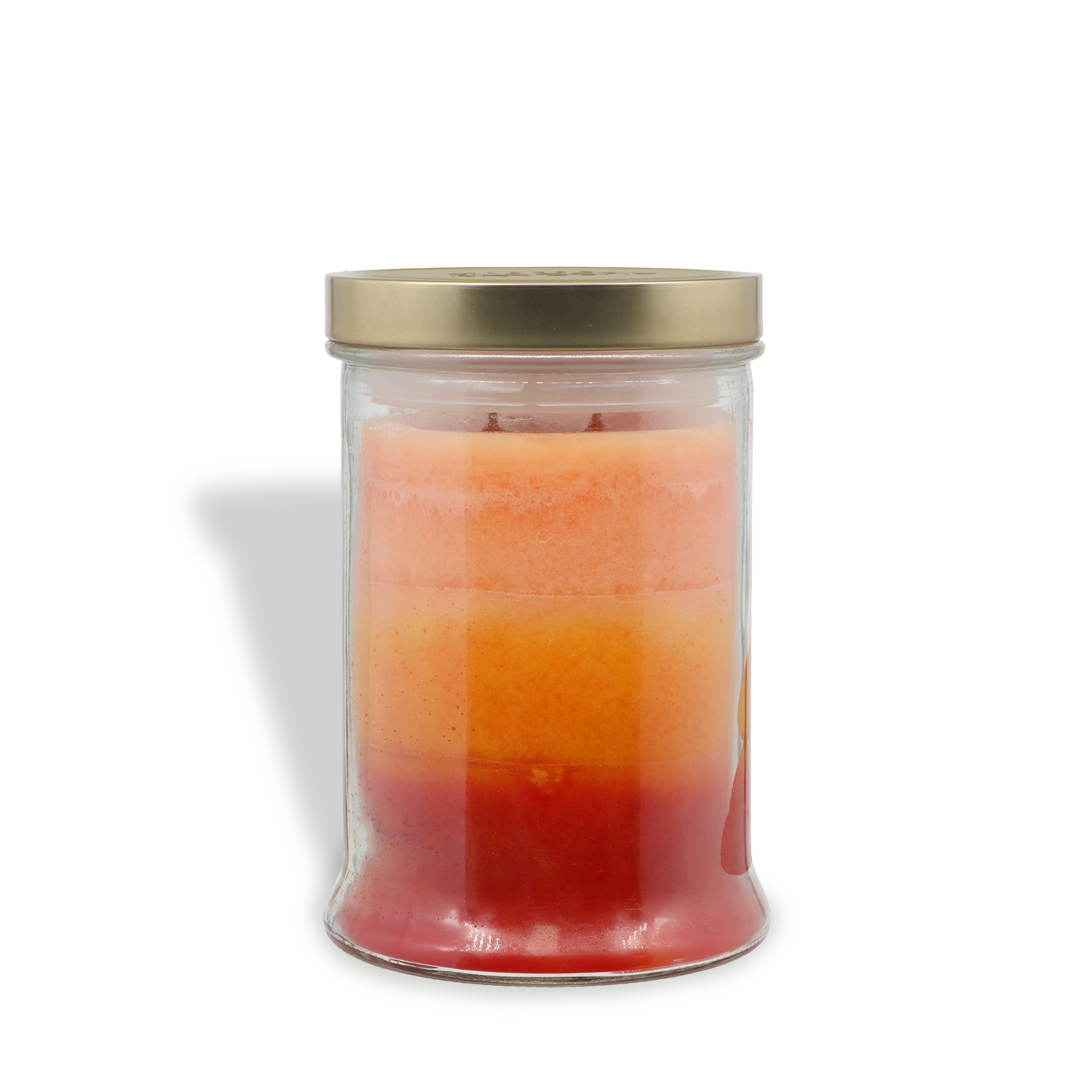 The Tuscany Candle® SEASONAL Sparkling Cider: Bitters & Prosecco Scented Fall Candle (18 oz) is a glass jar candle with a metal lid, featuring layered wax in red, orange, and peach hues.