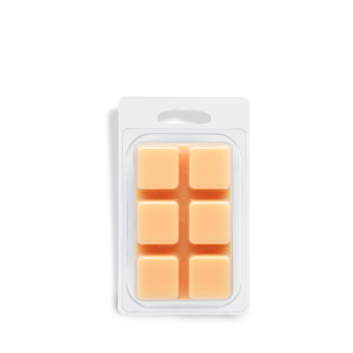 A six-cube pack of light orange Christmas Cookies: Cinnamon Spice & Vanilla Scented Holiday Wax Melt in clear plastic packaging.