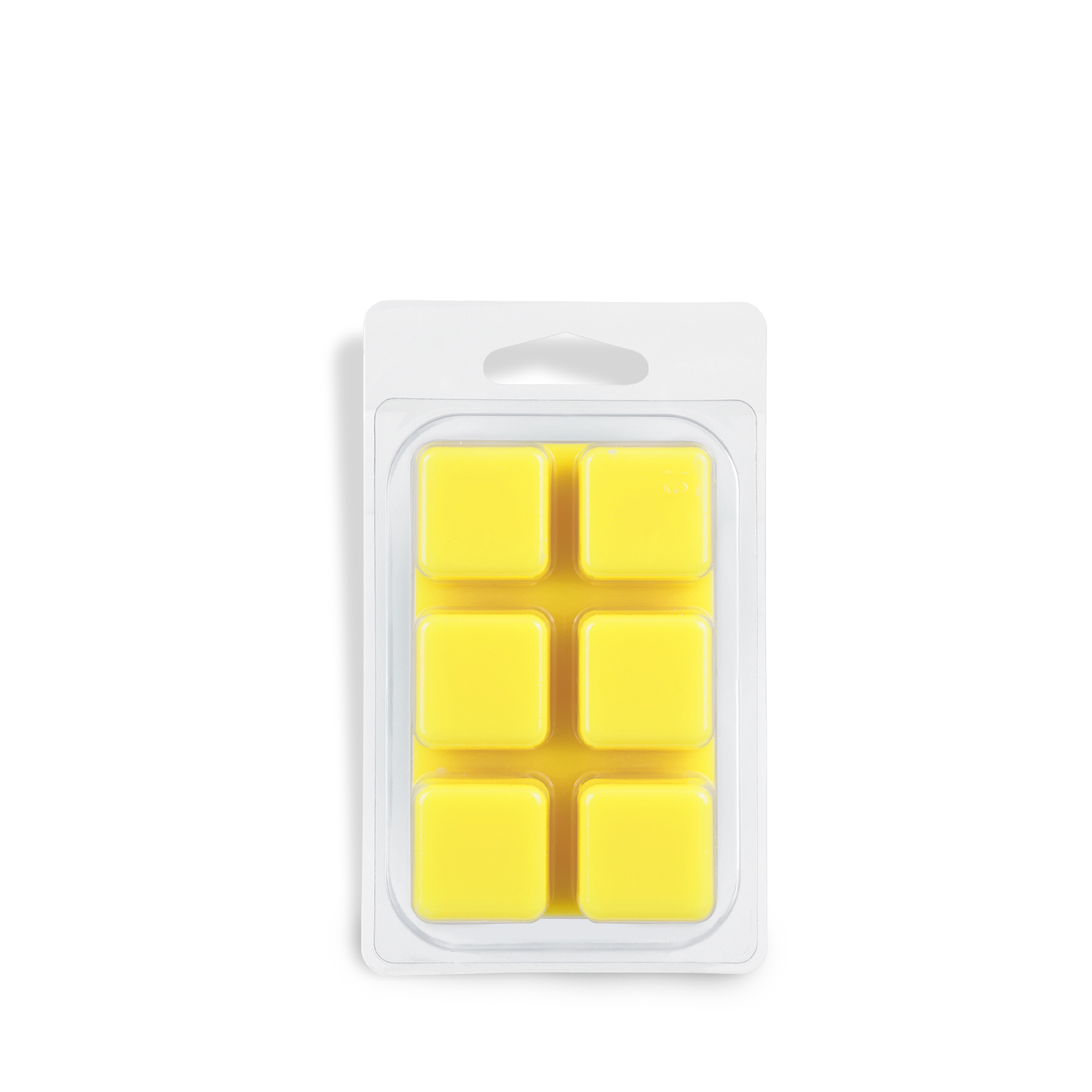 A Tuscany Candle® SEASONAL Tricky Treats: Sweet Candy Corn & Sugar Scented Halloween Wax Melt (2.5 oz) in a plastic blister pack with six yellow square soy blend wax tarts arranged in two rows of three, set on a white background.