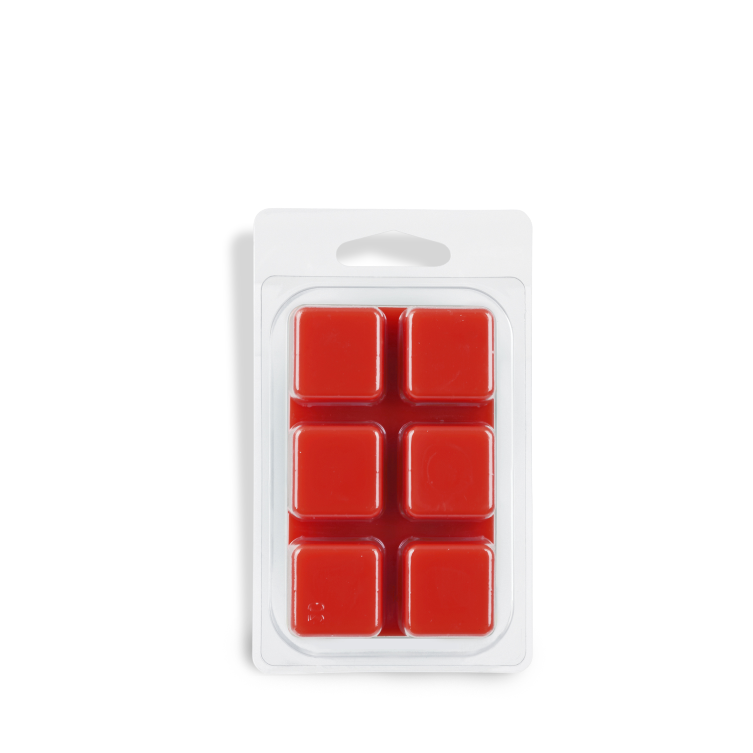 A plastic clamshell package containing six red Apple Spice Scented Wax Melt cubes (2.5 oz) arranged in two columns and three rows, by Tuscany Candle® SEASONAL.