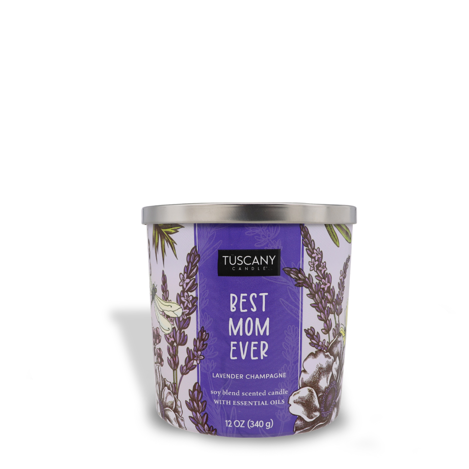 A Tuscany Candle® SEASONAL Best Mom Ever (12 oz) – Mother's Day Collection with a lavender champagne scent, displayed against a white background.