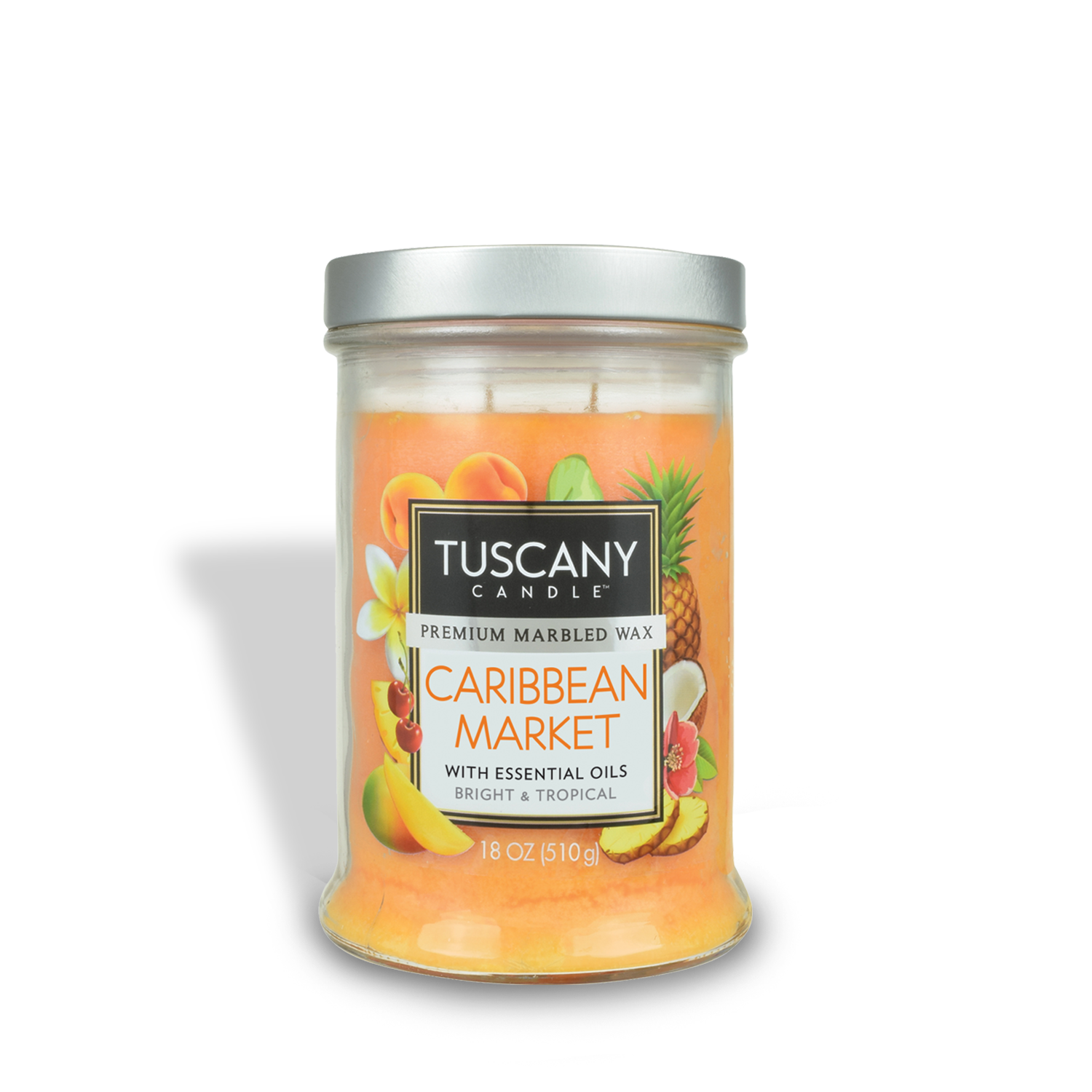 Experience the essence of the Caribbean with our Tuscany Candle's Caribbean Market Long-Lasting Scented Jar Candle (18 oz). Infused with tropical fruits, this candle transports you to a vibrant market bursting with enticing aromas.