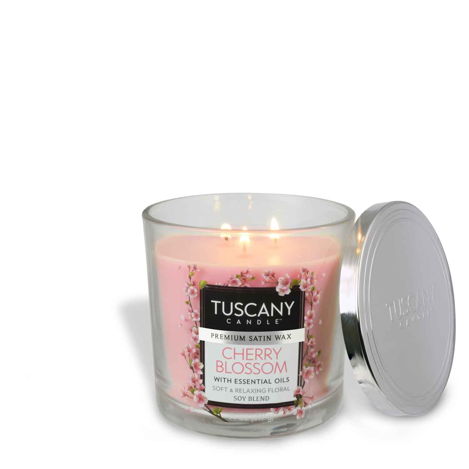 Tuscany Candle Cherry Blossom Long-Lasting Scented Jar Candle (14 oz) with a long burn time.