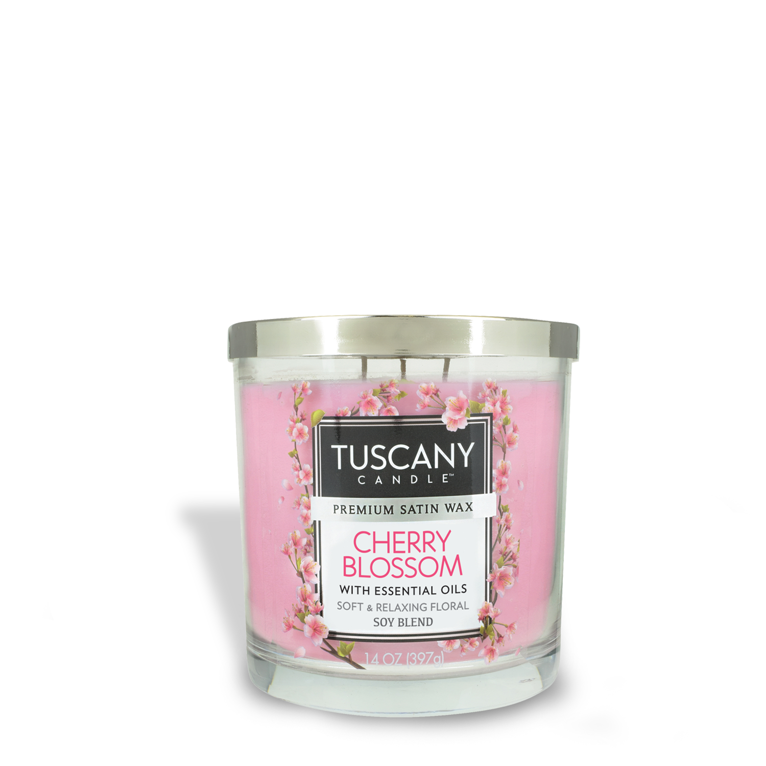 Tuscany Candle Cherry Blossom Long-Lasting Scented Jar Candle (14 oz) with a floral fragrance.