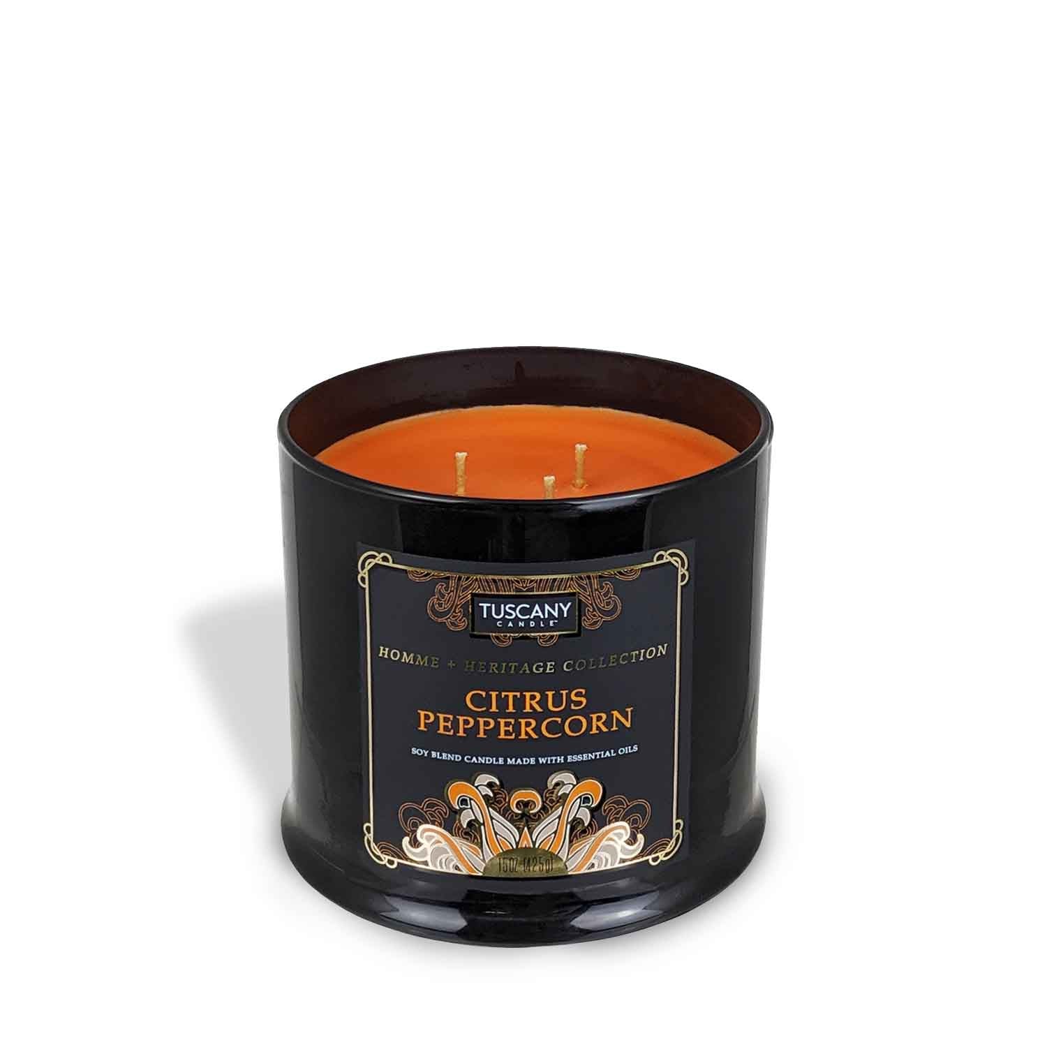 Tuscany Candle's Citrus Peppercorn Scented Jar Candle (15 oz) from the Homme + Heritage Collection.