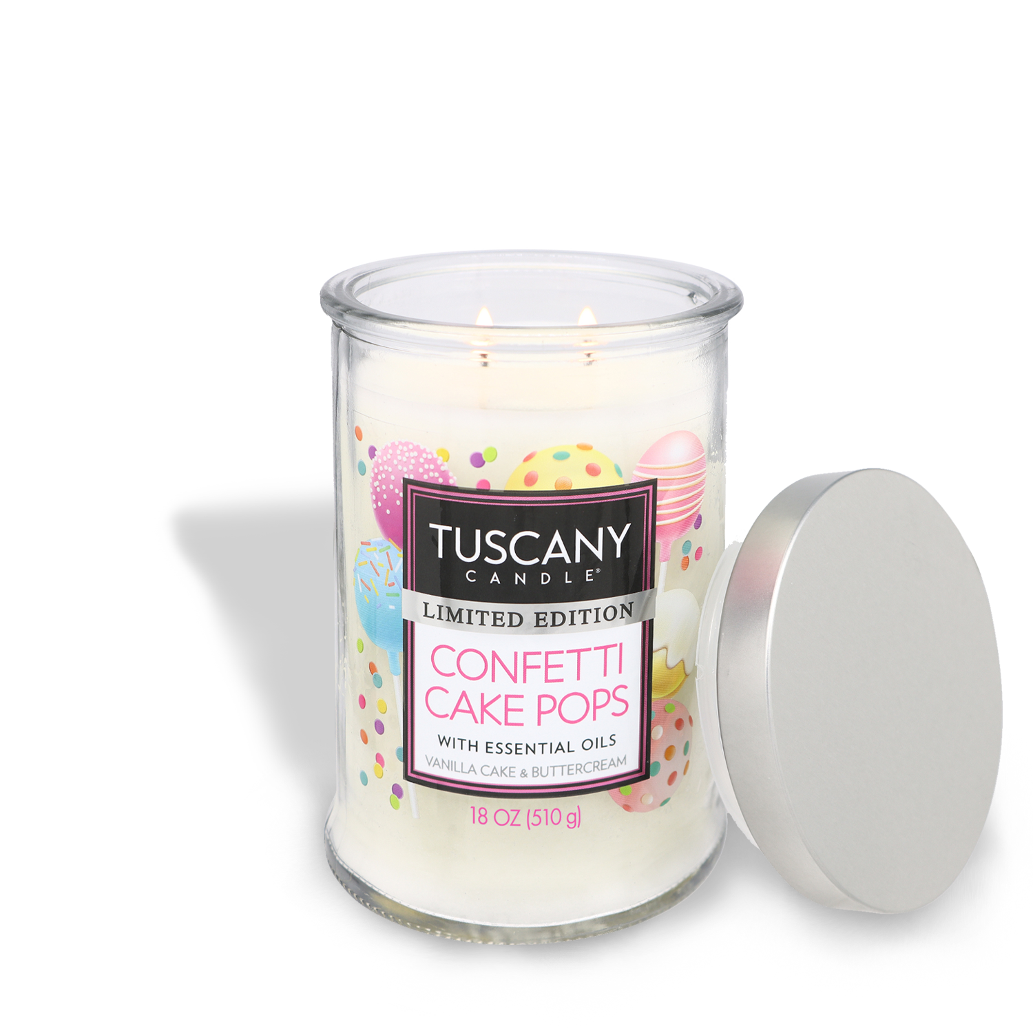 This Confetti Cake Pops scented jar candle is perfect for summer from Tuscany Candle® SEASONAL.