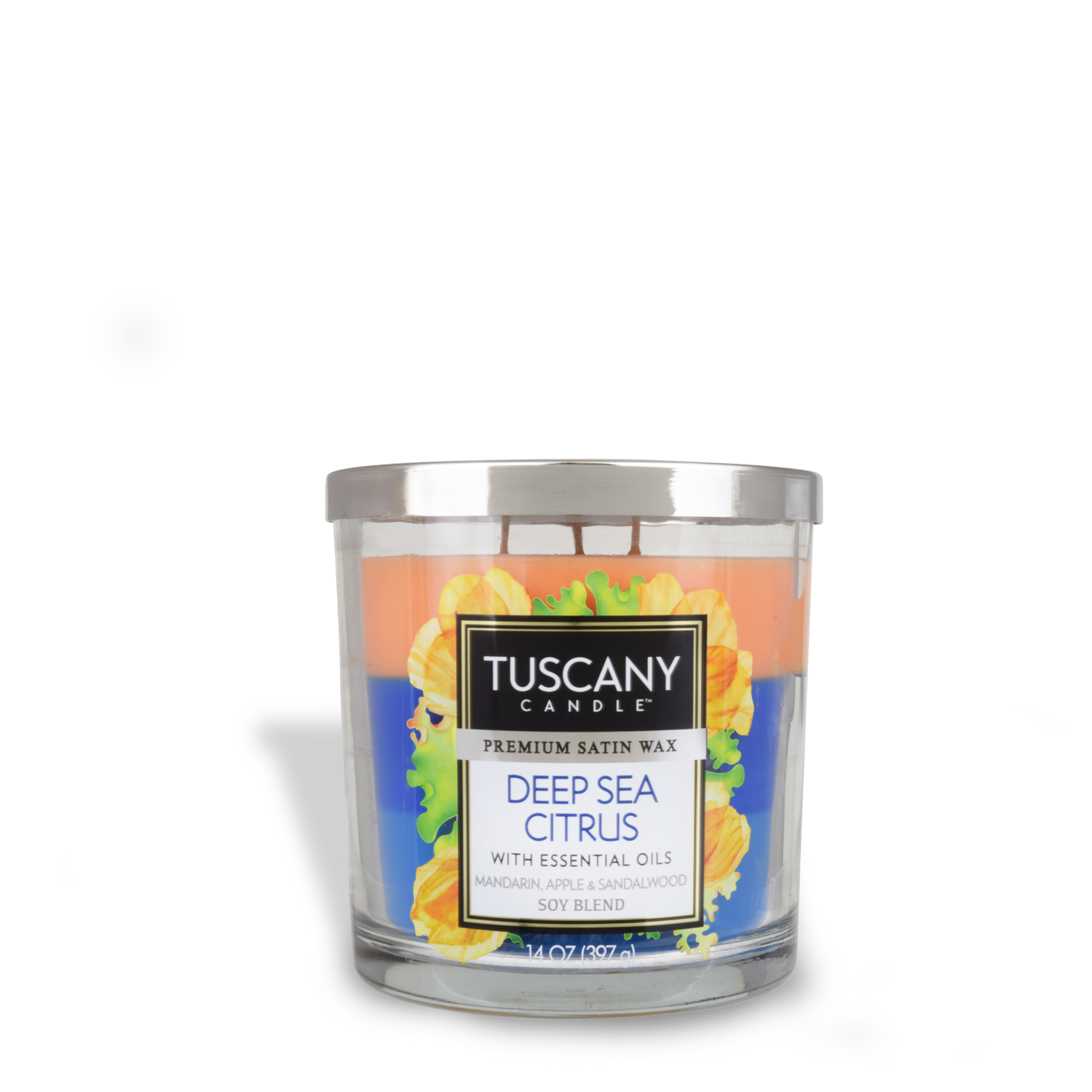 Tuscany Candle's Deep Sea Citrus Long-Lasting Scented Jar Candle (14 oz) with Deep Sea Citrus aroma.