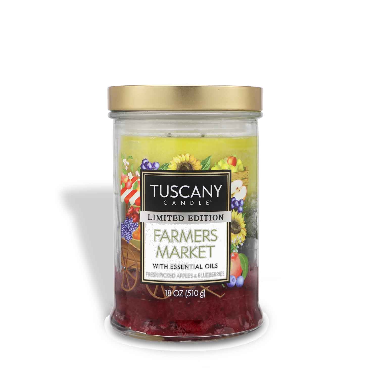 Farmer's Market - A 3-colored scented candle from Tuscany Candle's Triple-poured collection, which features layers of colored wax in a tall glass jar