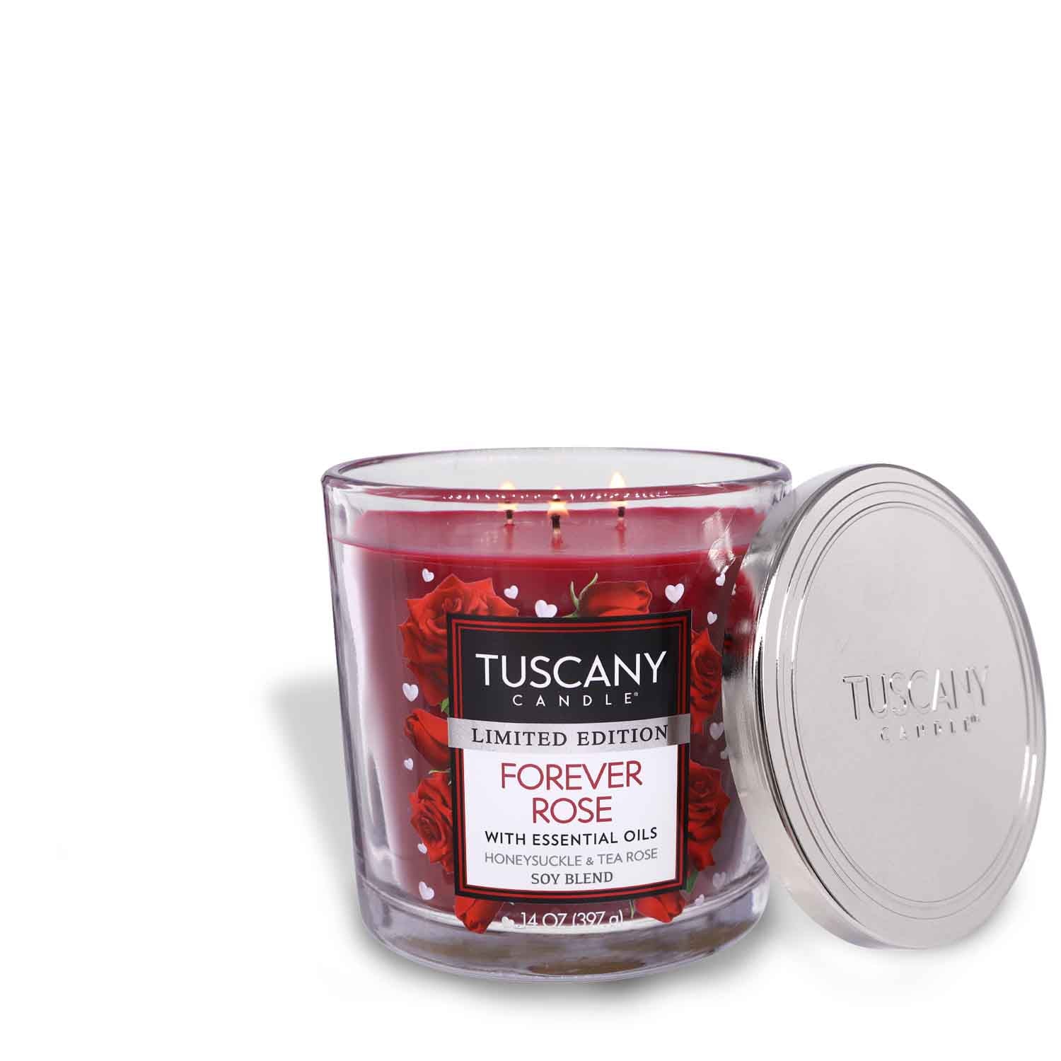 Eternally enchanting Forever Rose Long-Lasting Scented Jar Candle (14 oz) Tuscany Candle®.