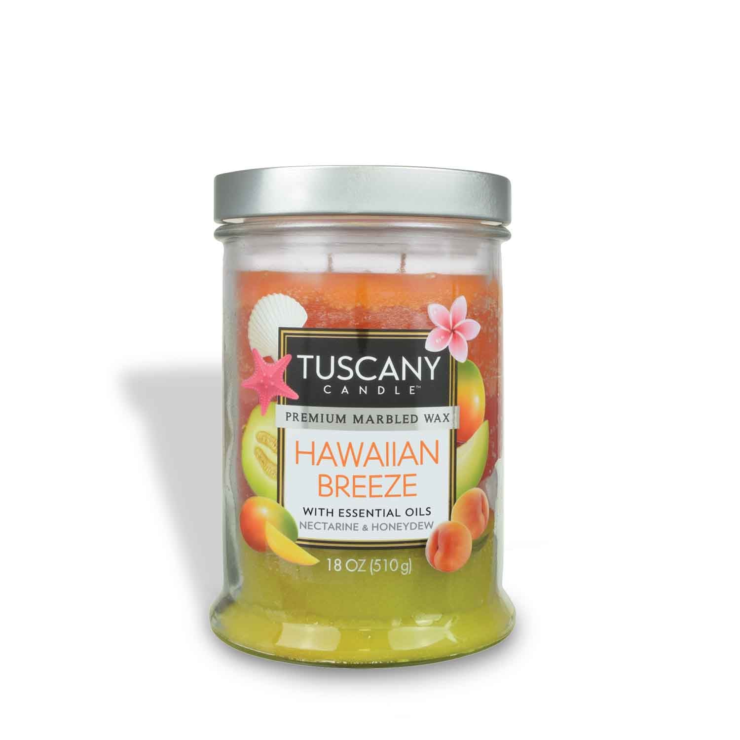 Transport yourself to a tropical paradise with the Tuscany Candle Hawaiian Breeze Long-Lasting Scented Jar Candle (18 oz).