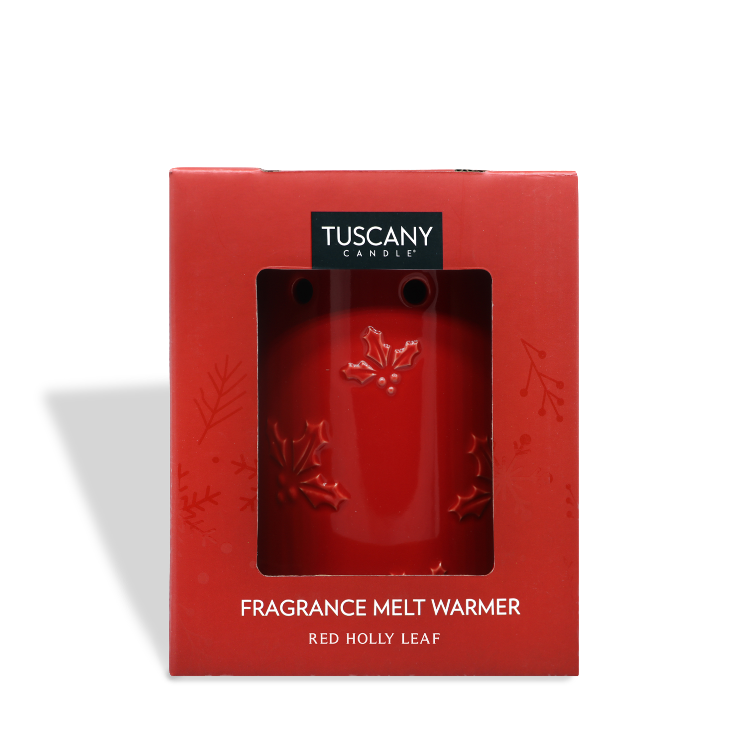 Tuscany Candle® SEASONAL "Holly Leaf" wax melt warmer packaging with red design.