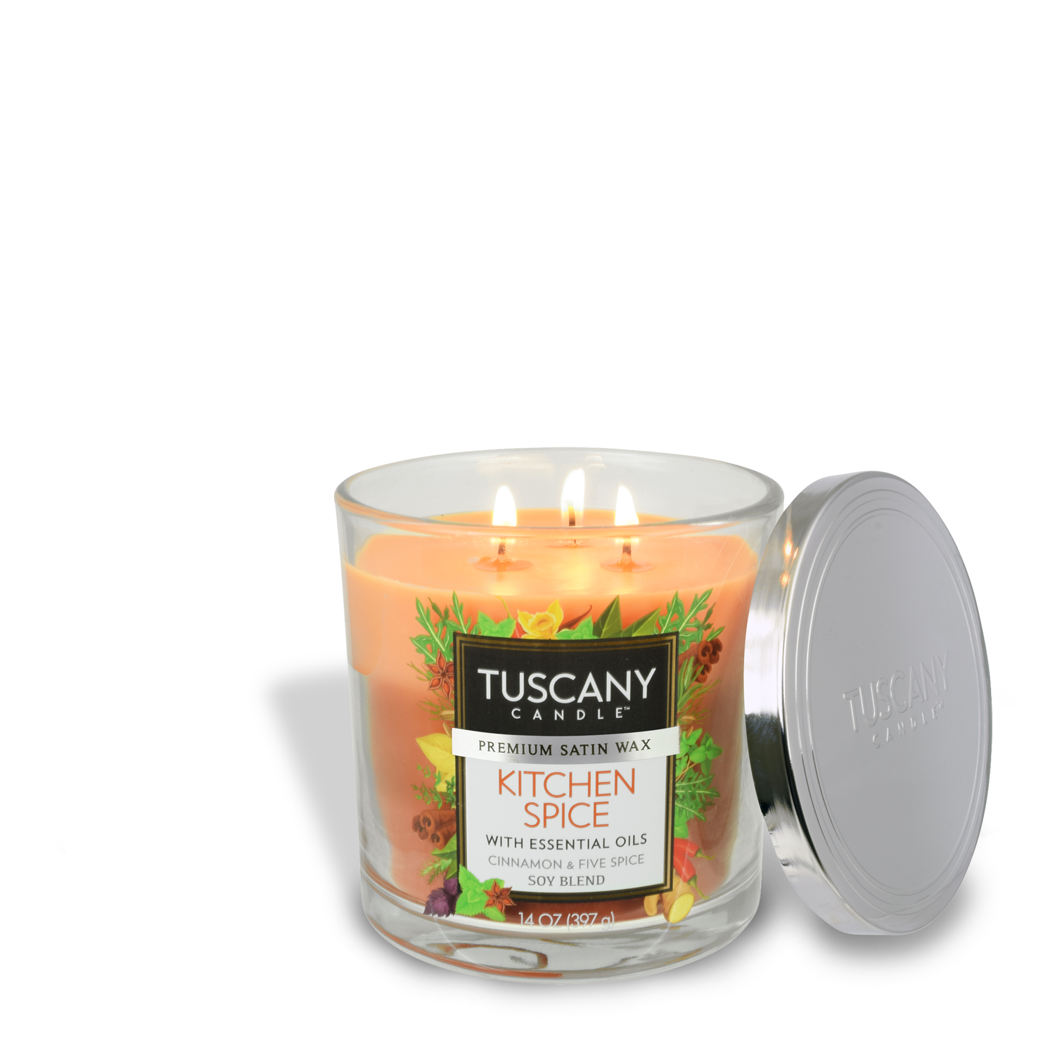 Experience an aromatic adventure with our Tuscany Candle scented candle, the Kitchen Spice Long-Lasting Scented Jar Candle (14 oz), infused with the warm and inviting fragrance of kitchen spices.