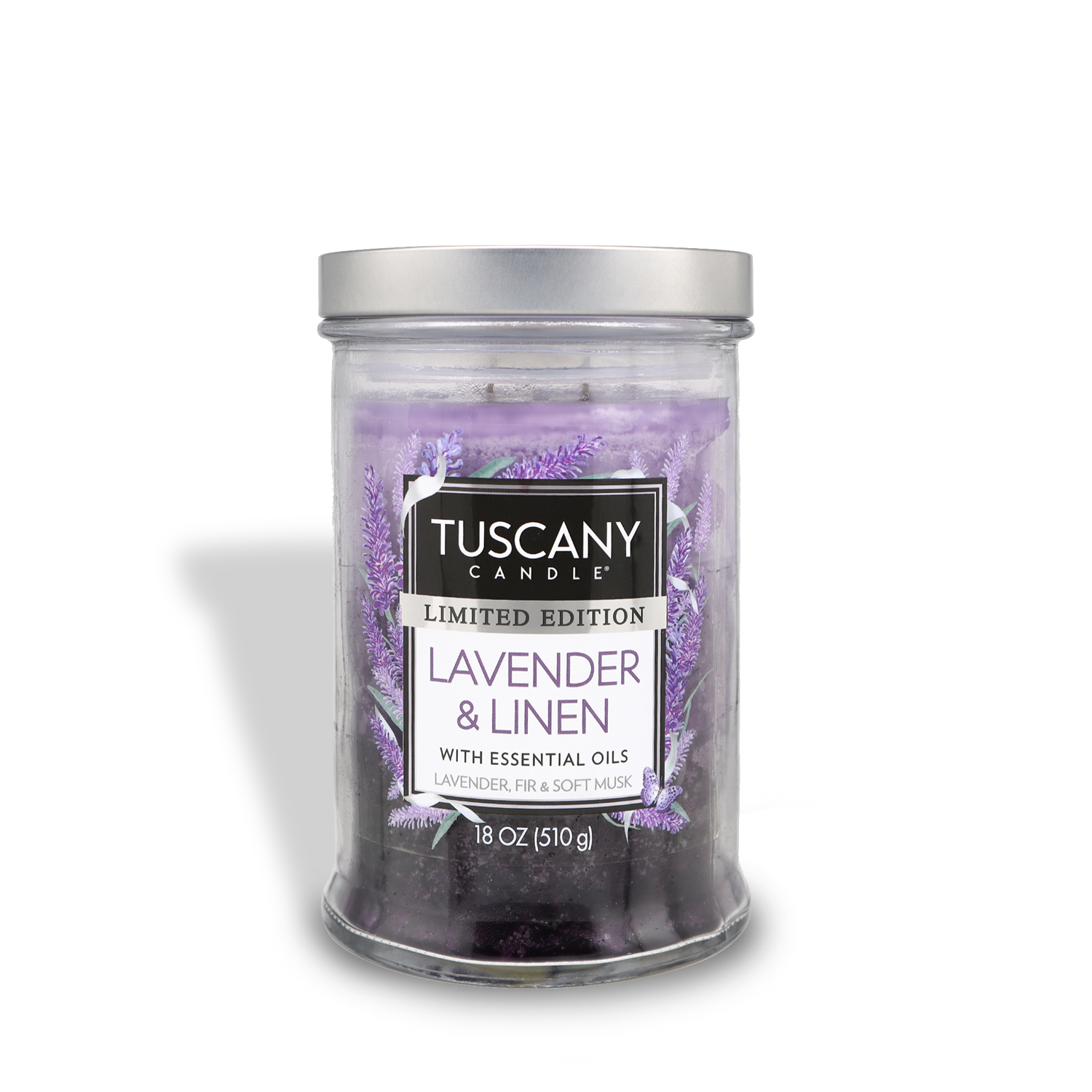 A Lavender Linen Long-Lasting Scented Jar Candle (18 oz) by Tuscany Candle® SEASONAL.