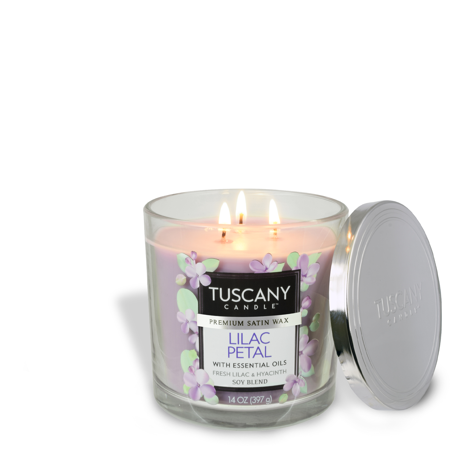 Tuscany Candle Lilac Petal Long-Lasting Scented Jar Candle (14 oz).