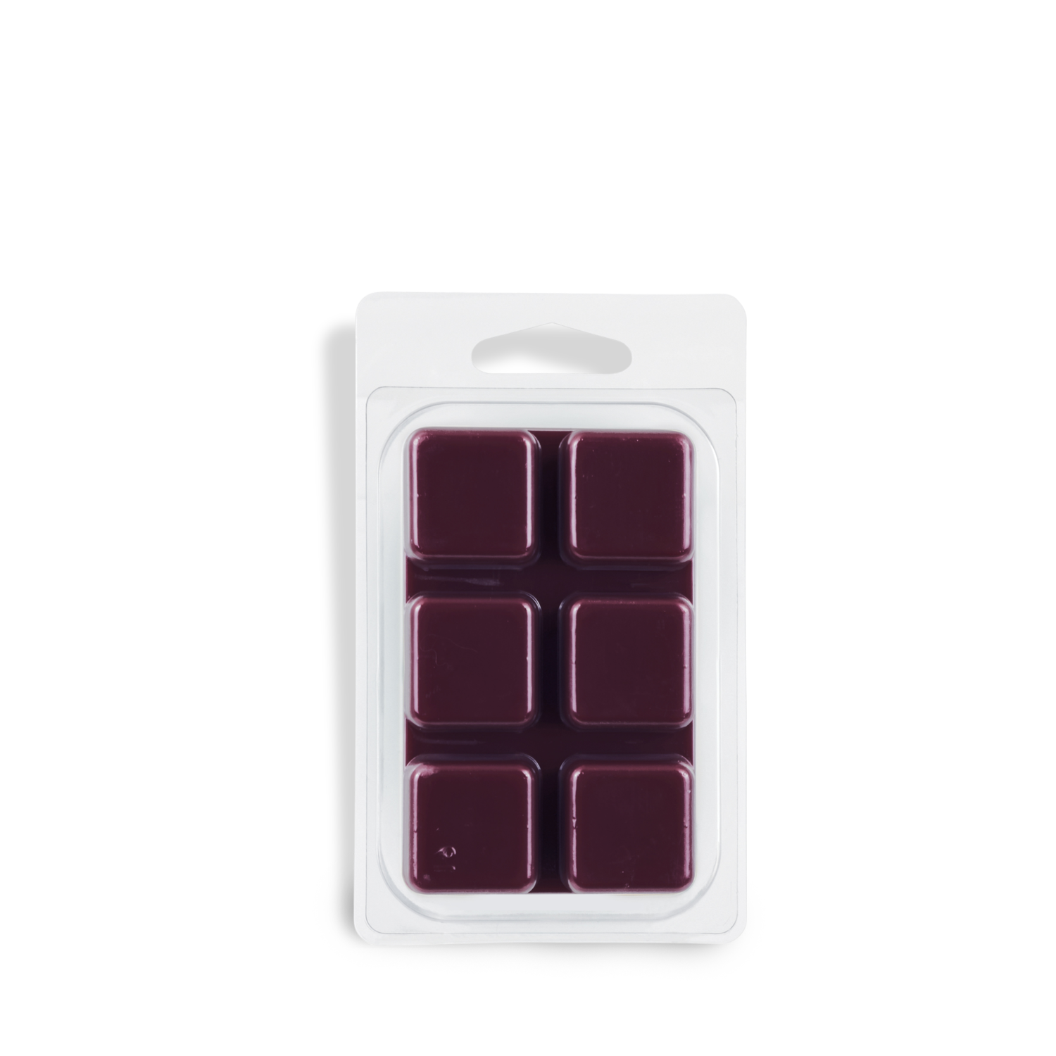 A clamshell package containing six square dark purple Mulberry Bliss Scented Wax Melts (2.5 oz) from Tuscany Candle® SEASONAL.