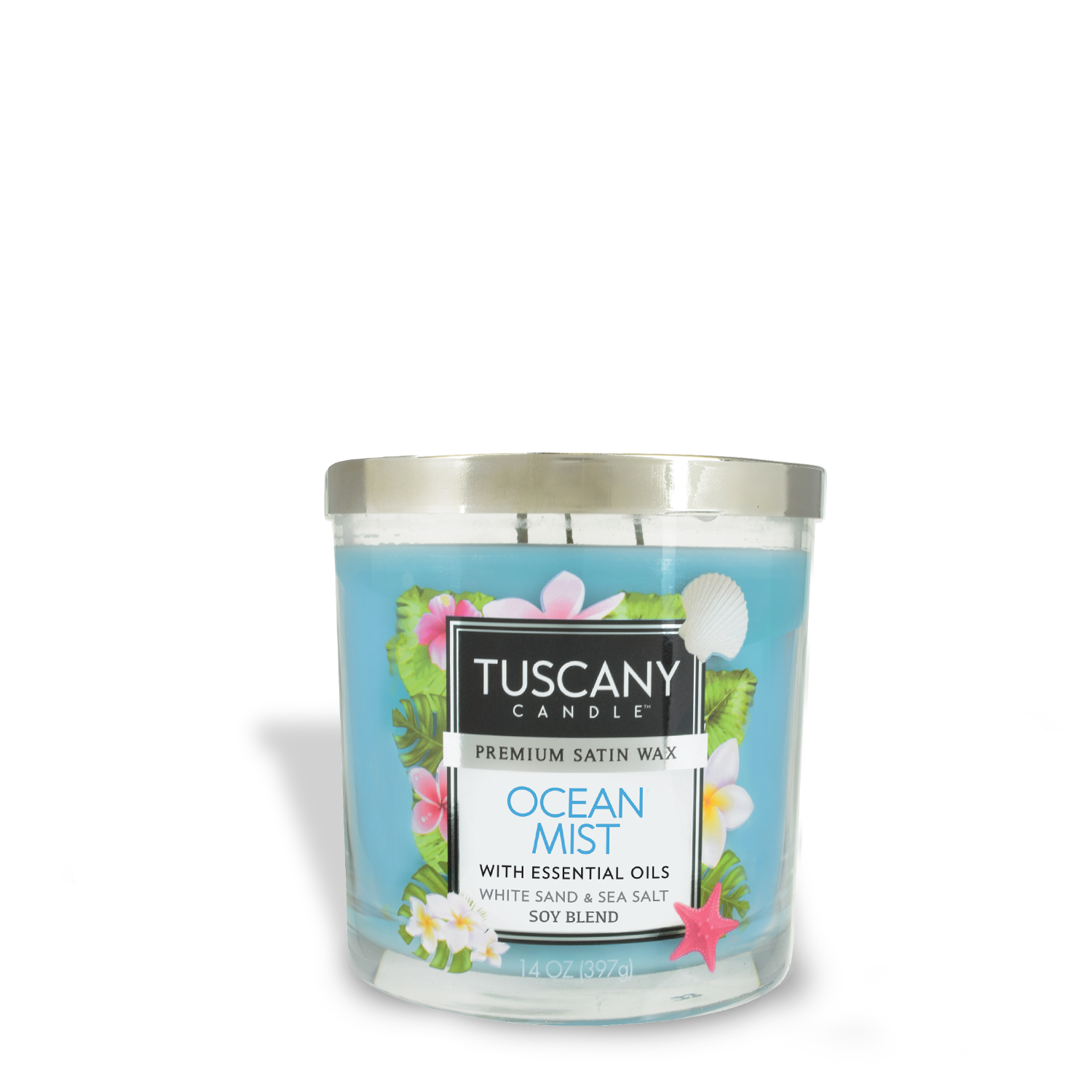 Tuscany Candle Ocean Mist Long-Lasting Scented Jar Candle (14 oz) with a clean burn and captivating ocean mist fragrance.